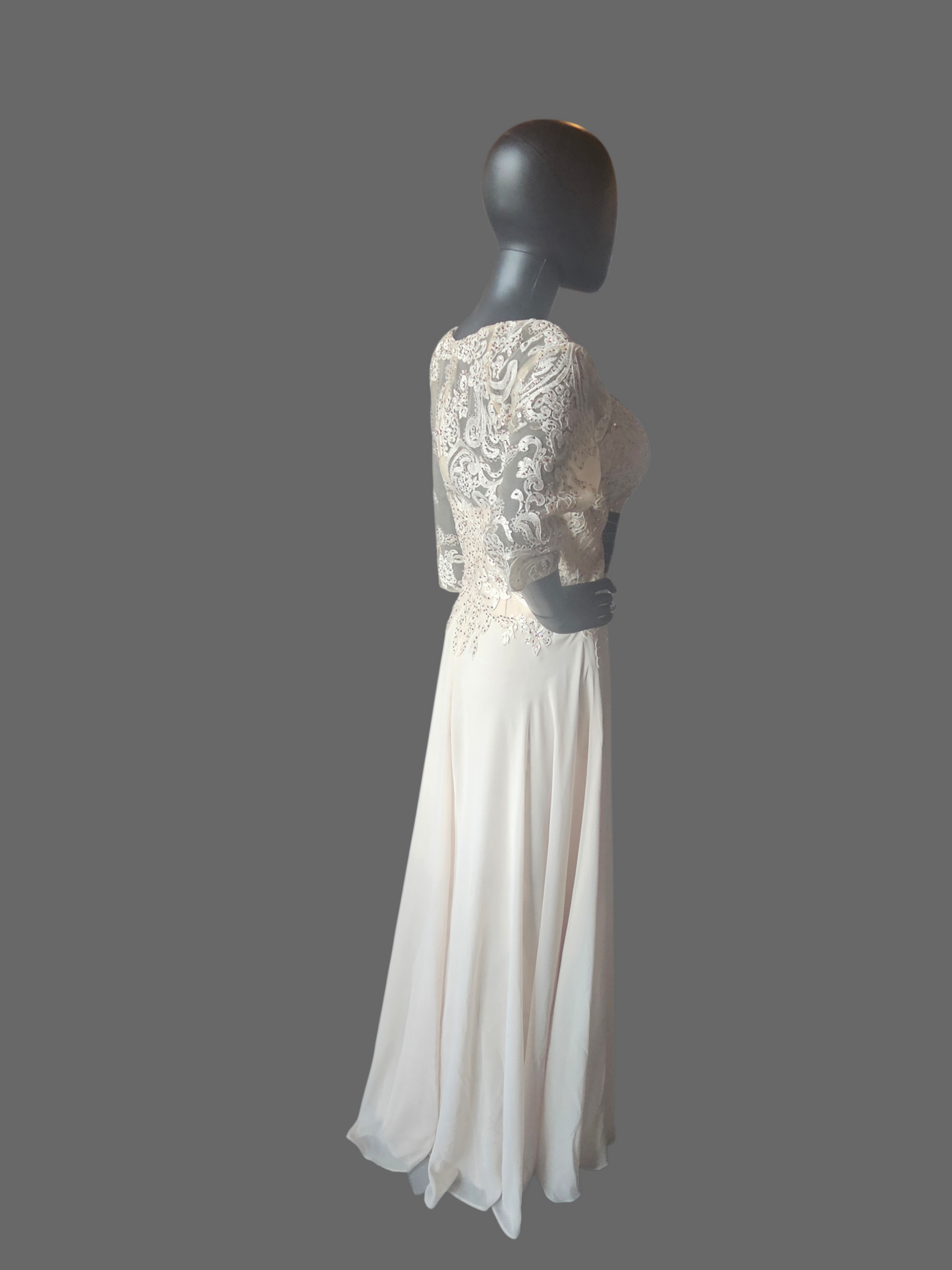 Champ/Gold 3/4 Sleeve Formal Dress - MGNY