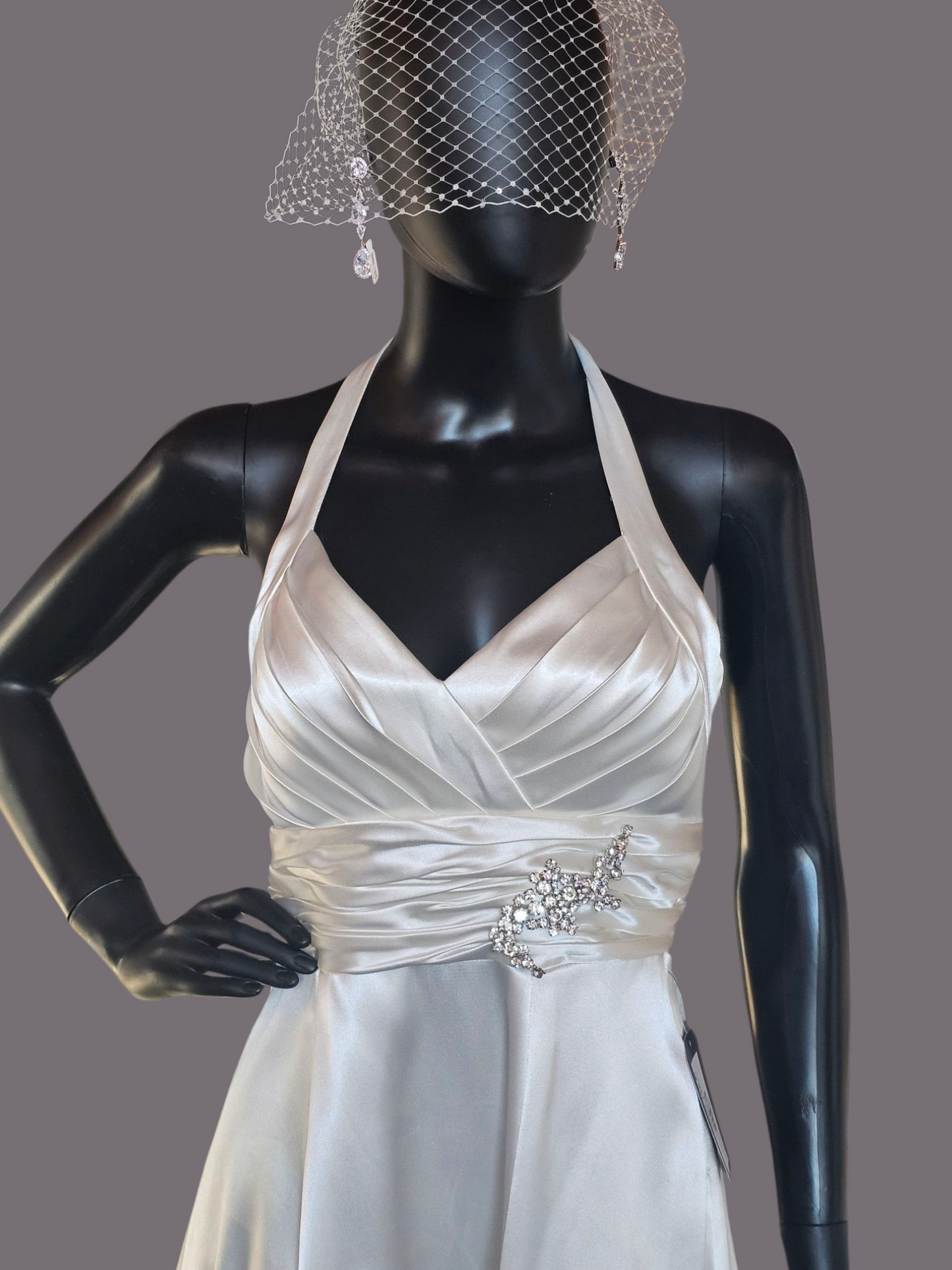 Juju & Christine Silk Satin Short Wedding Gown