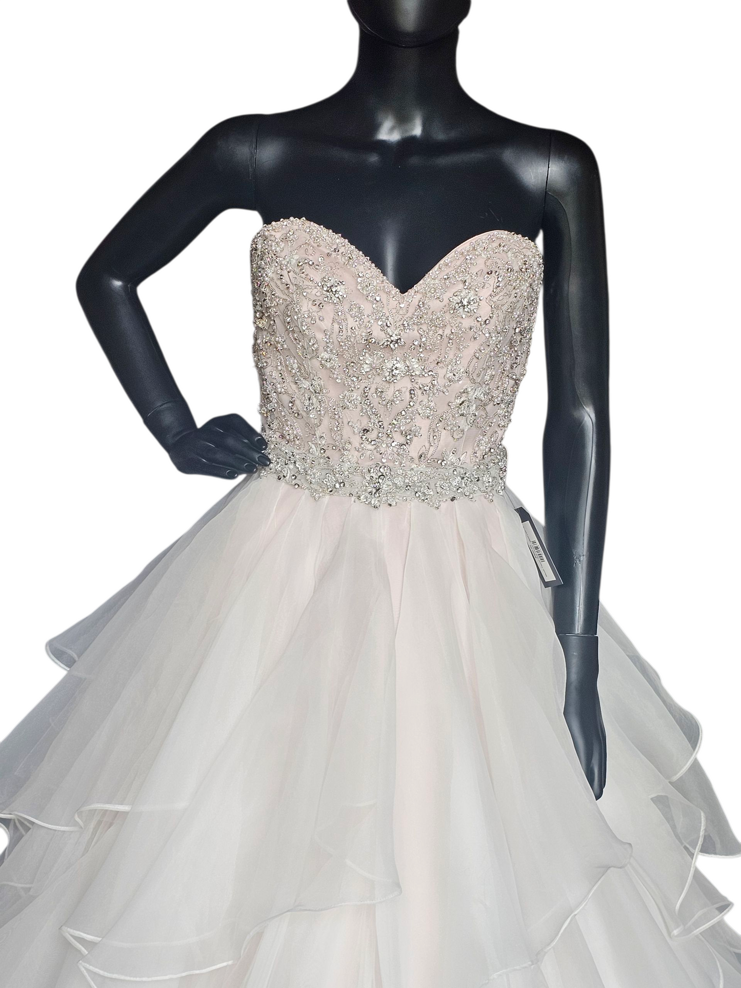 Sweetheart Strapless Blush Tiered Ball Gown Wedding Dress - Mori Lee