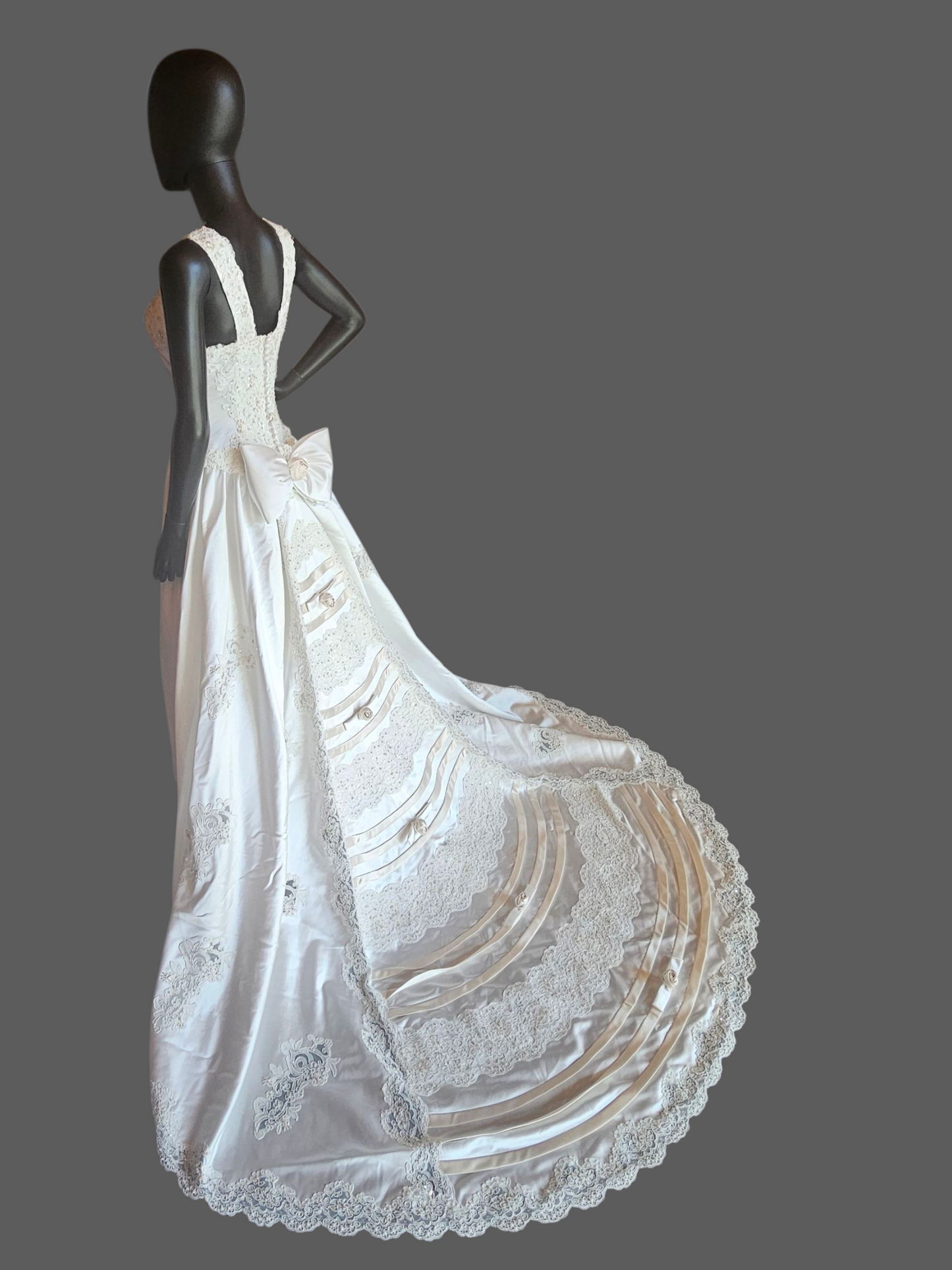 Vintage 2-Tone Square Neck Renaissance Waist Wedding Gown - Michelangelo