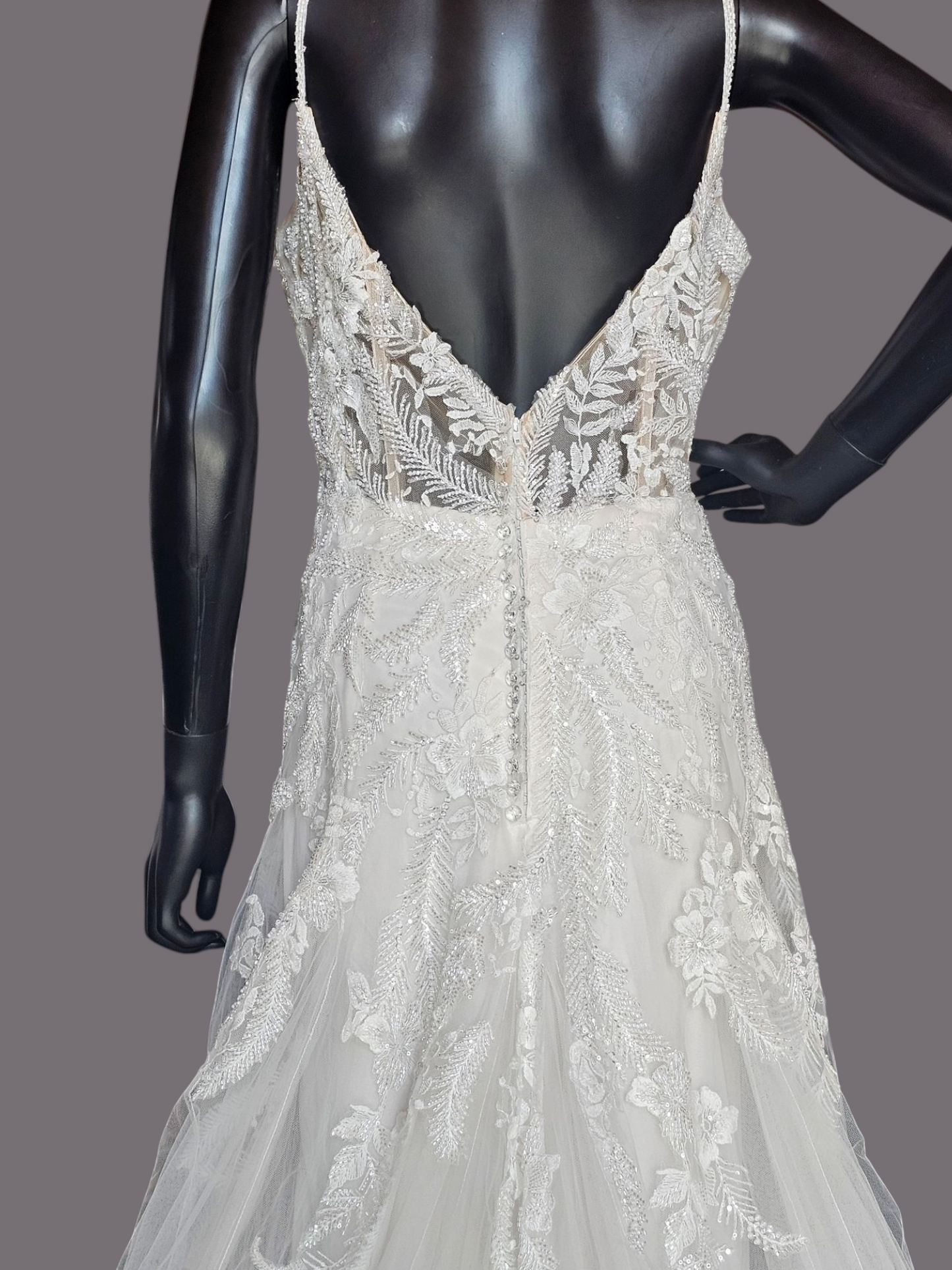 Ivory Beaded Fit/Flare Illusion Wedding Gown - Allure NWT