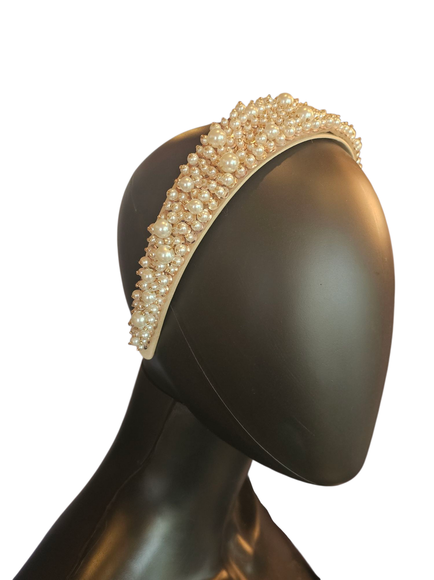 Wide Rose Gold Pearl/Bead Headband