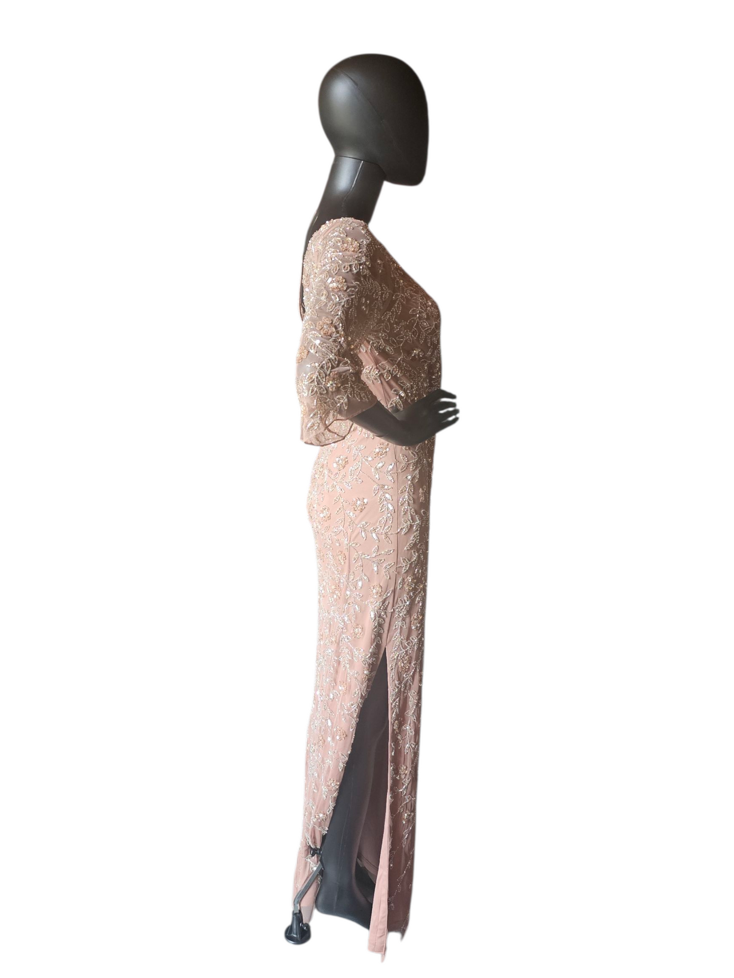 Rose Beaded 3/4 Sleeve Formal Dress - Aiden Mattox NWT