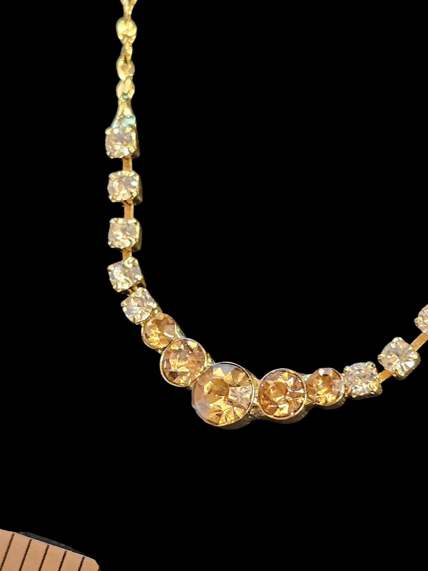 Gold/Champagne Minimalist Crystal Necklace/Earring Set