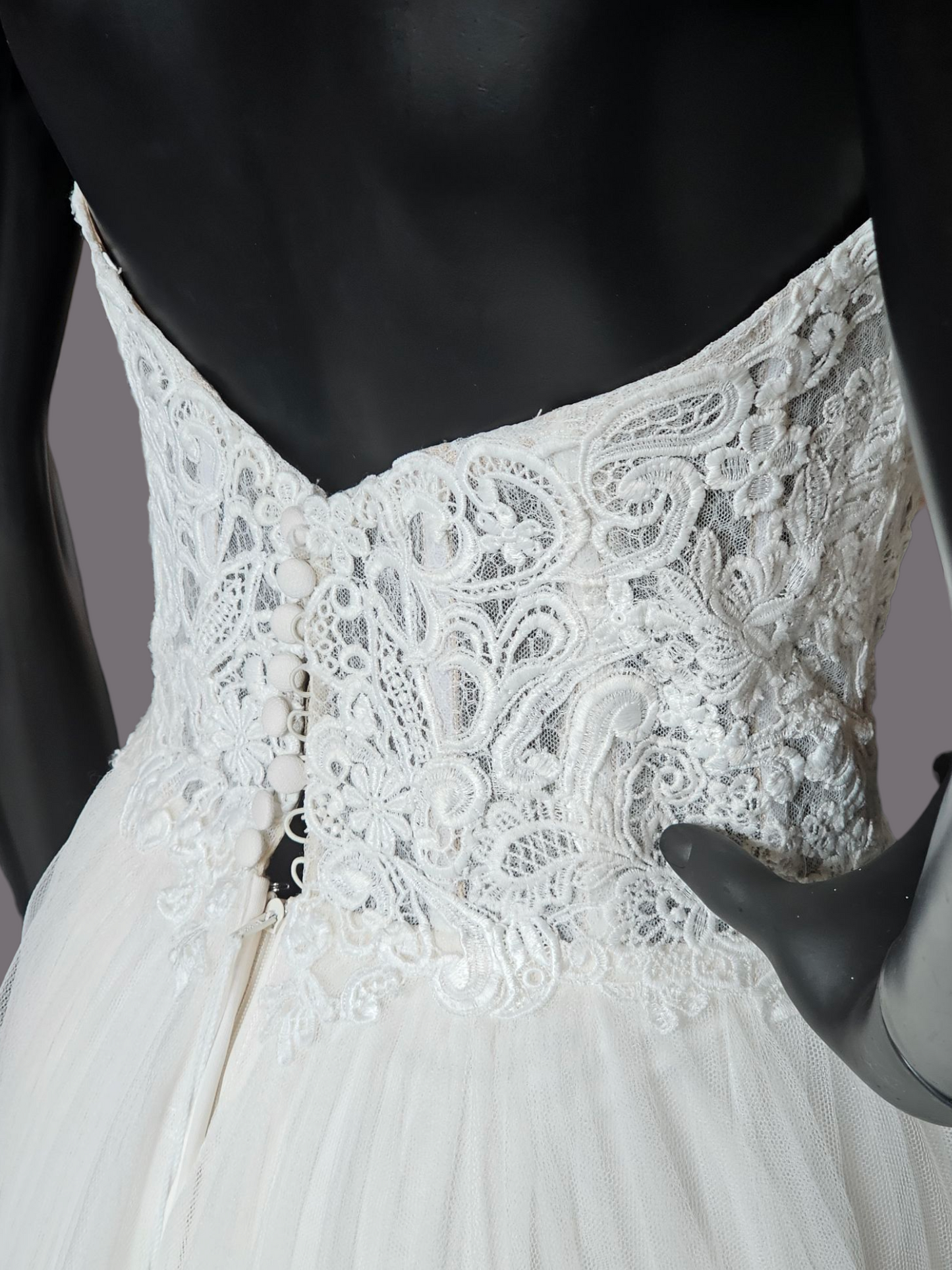 Lace Illusion Bodice Strapless Plunge - Justin Alexander