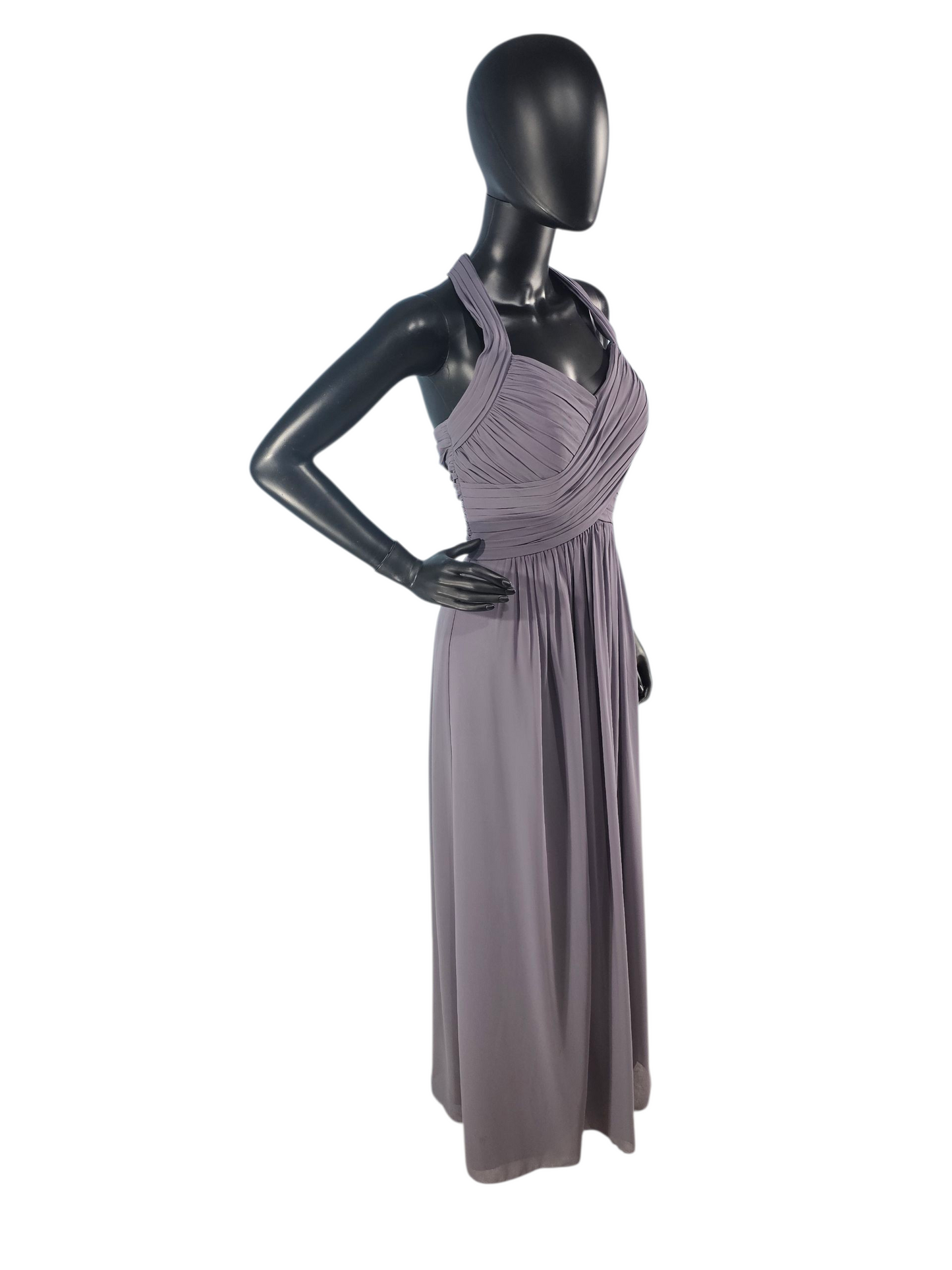 Pewter Chiffon Halter Formal Dress NWOT - Bill Levkoff