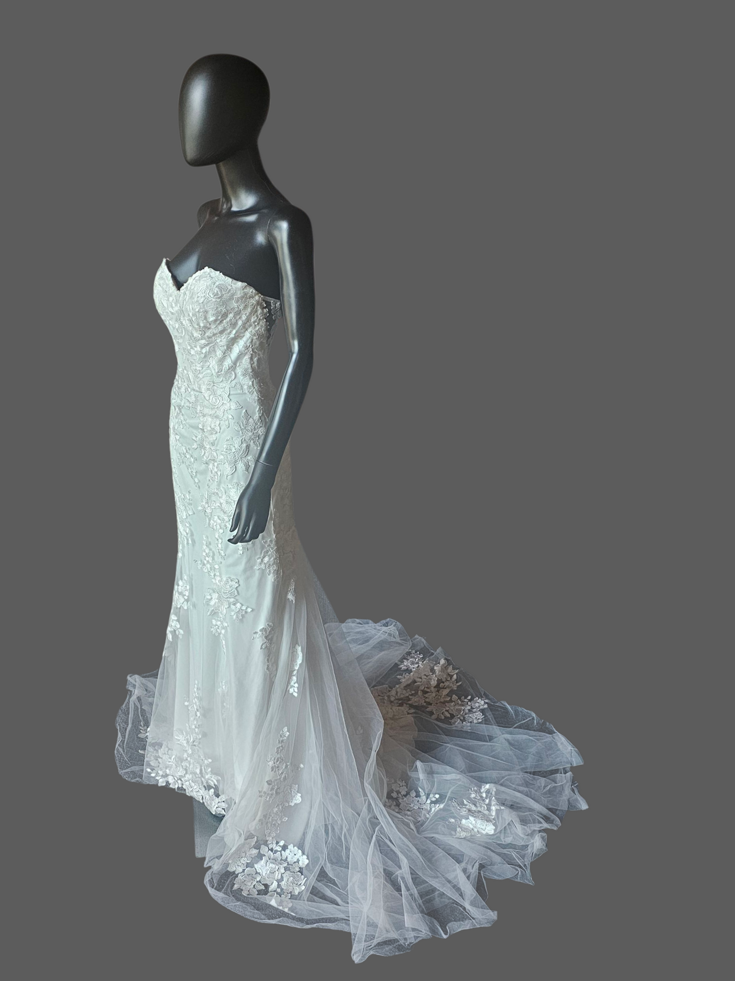 Strapless Lace Sweetheart Fit/Flare Wedding Gown - Rebecca Ingram