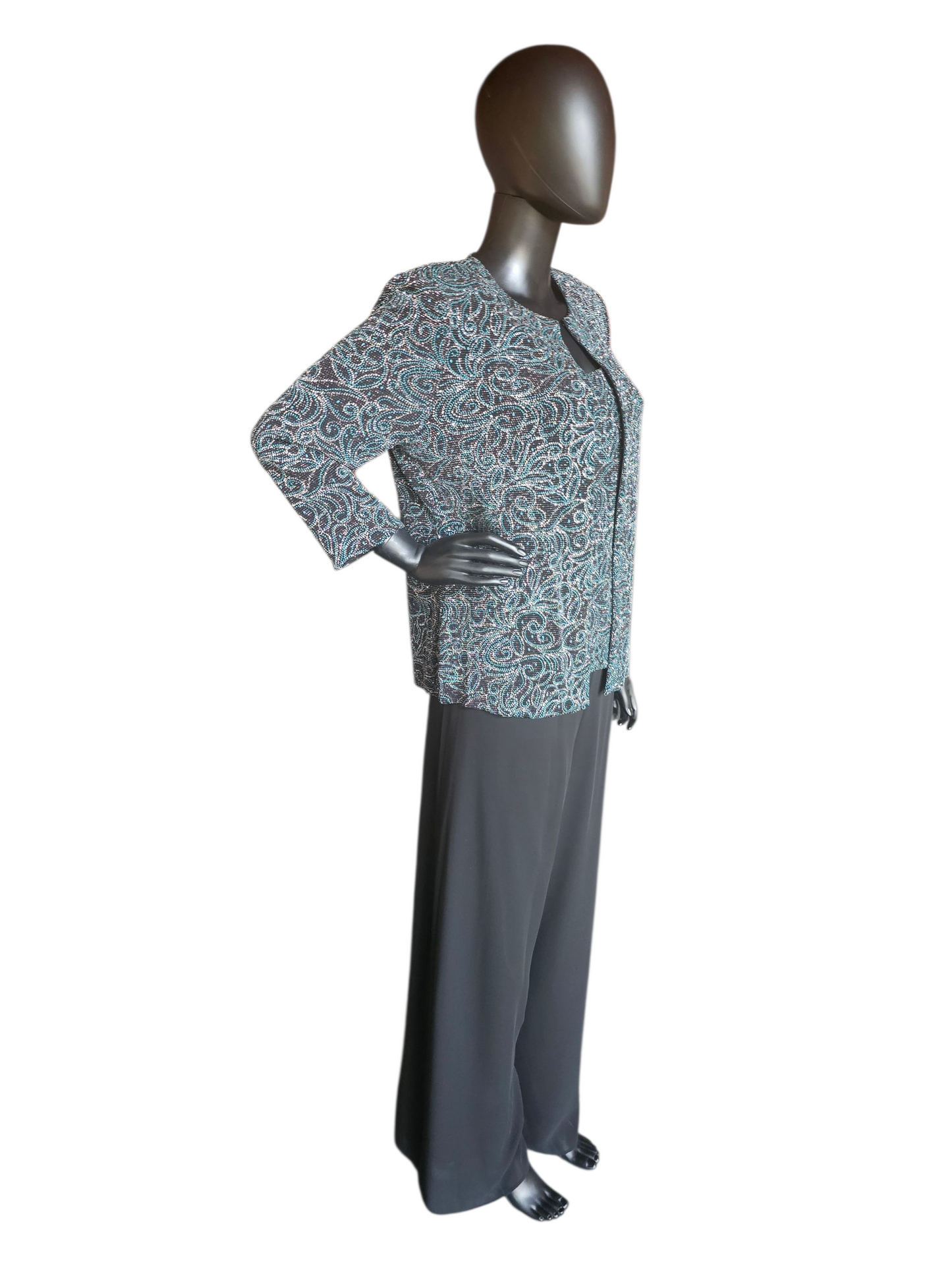 Black/White/Teal 3 Piece Formal Outfit - Alex Evenings