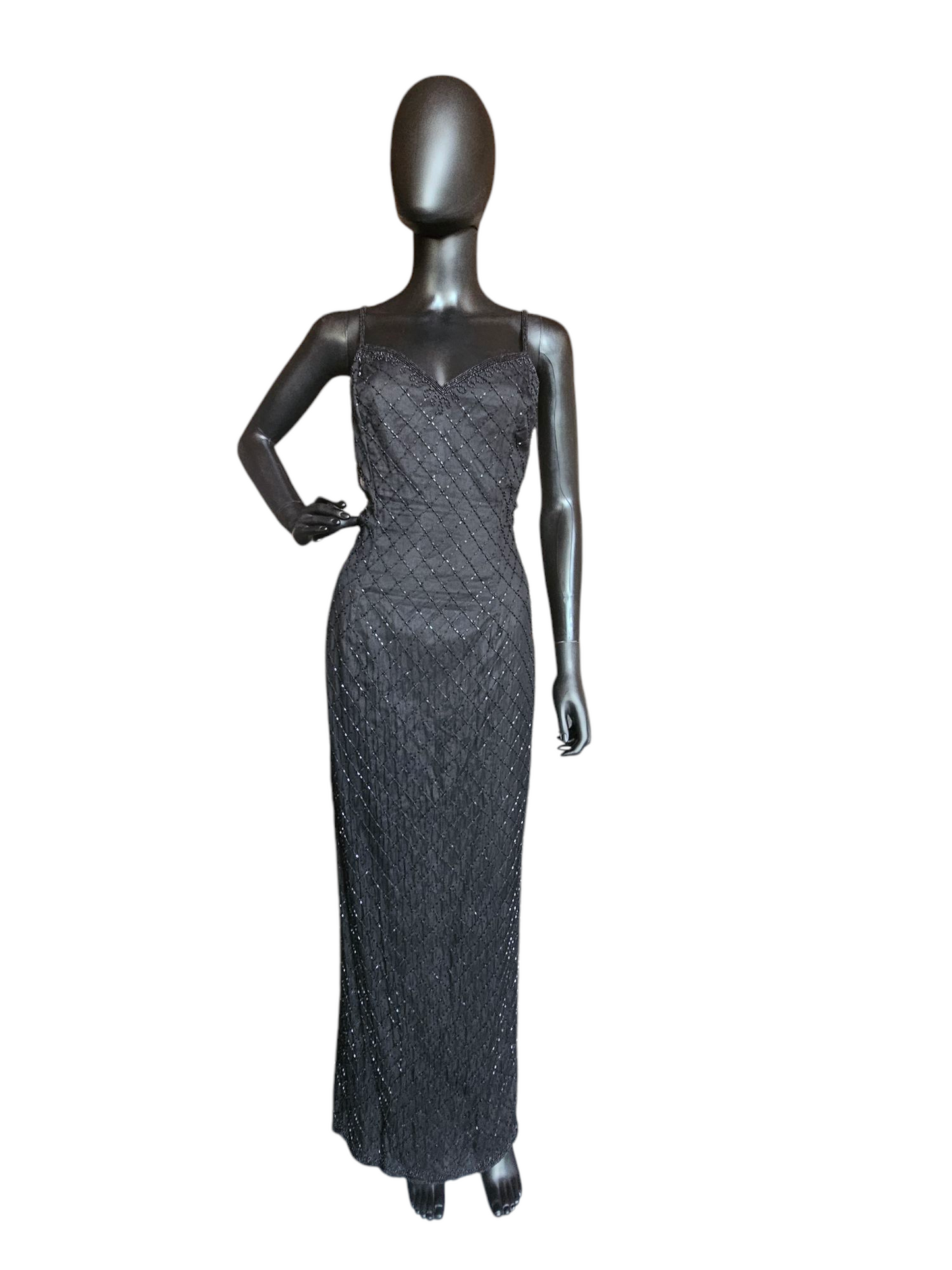 Vintage Black Silk Beaded Formal - Steney