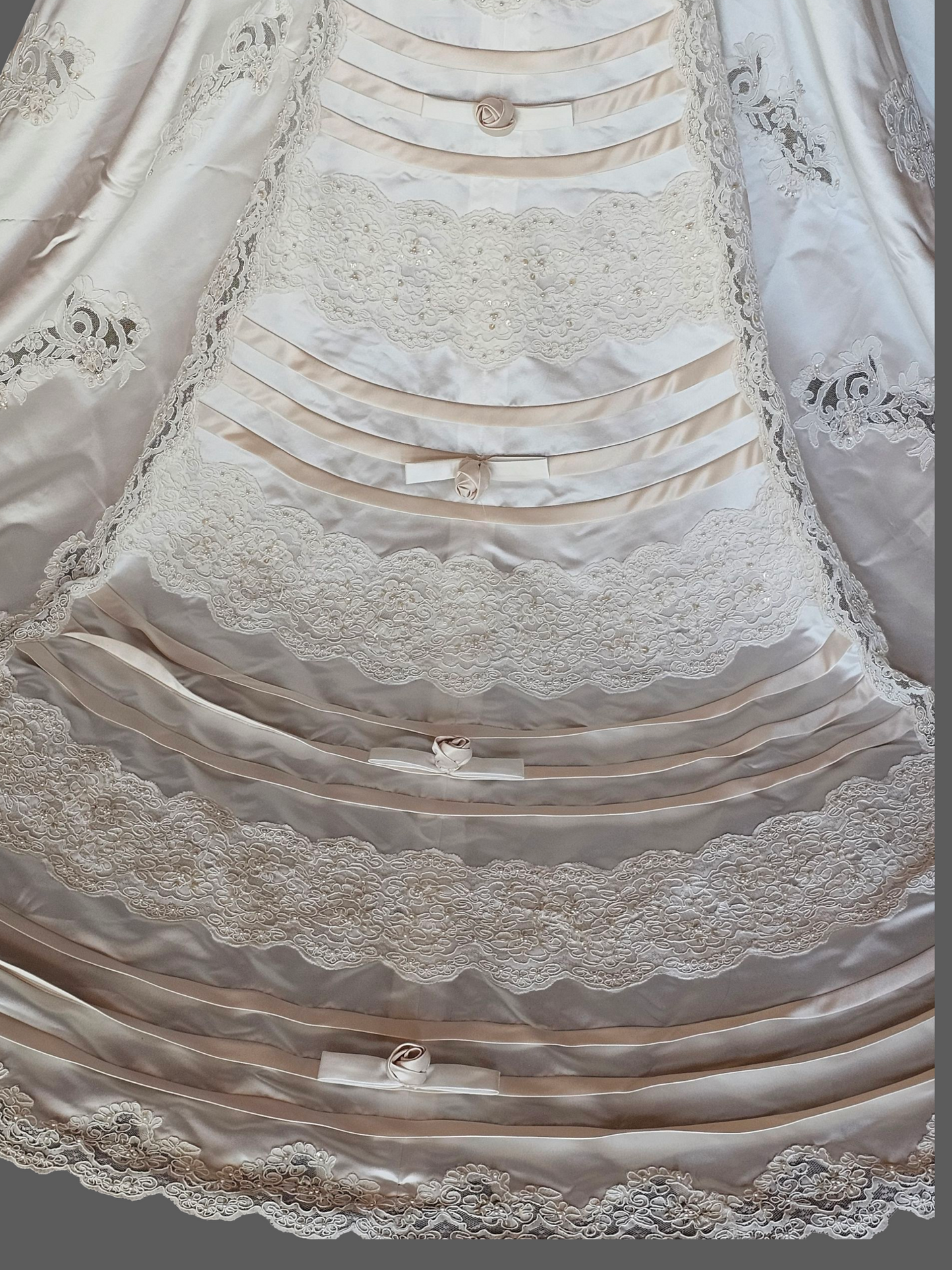 Vintage 2-Tone Square Neck Renaissance Waist Wedding Gown - Michelangelo
