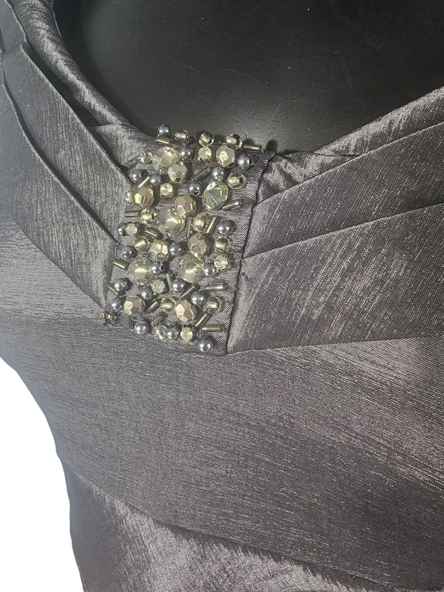 Silver Off Shoulder Tiered Cocktail Dress - Jessica Howard