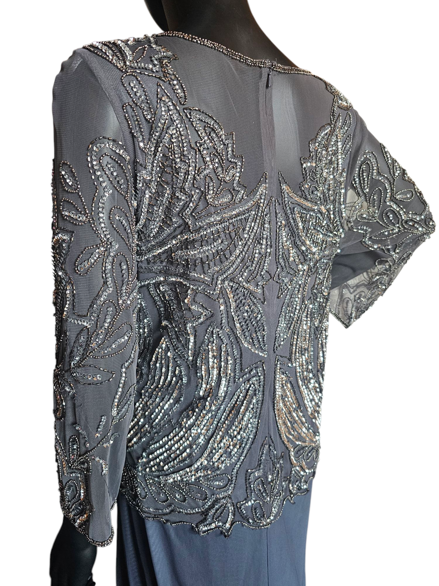 Grey Silver Sequin Illusion Formal - Pisarro Nights