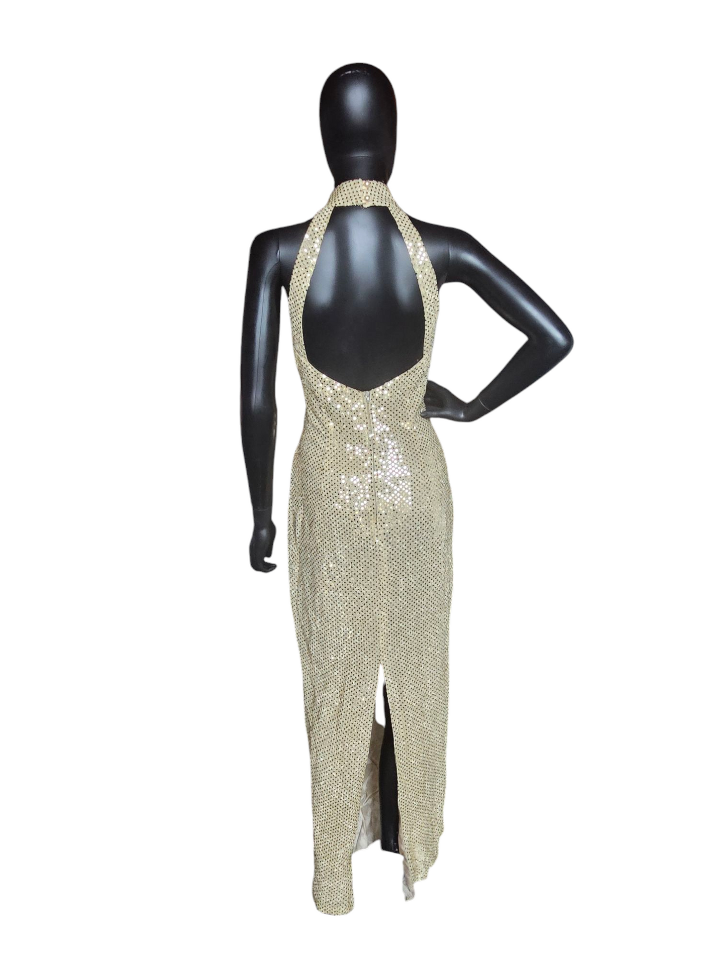 Vintage Gold Sequin Halter Sheath