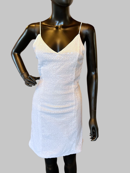 White Sequin Short Open Back Cocktail Dress - NWT YYA