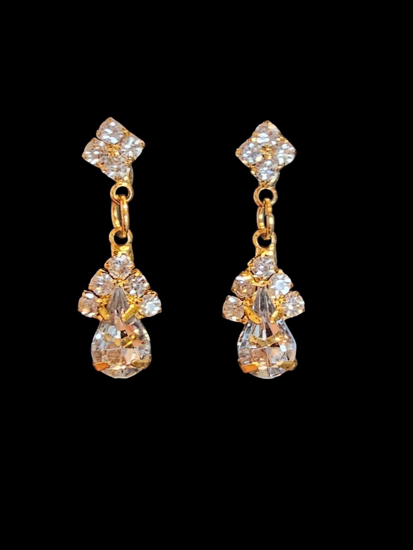 Gold/Crystal Drop Necklace/Earring Set