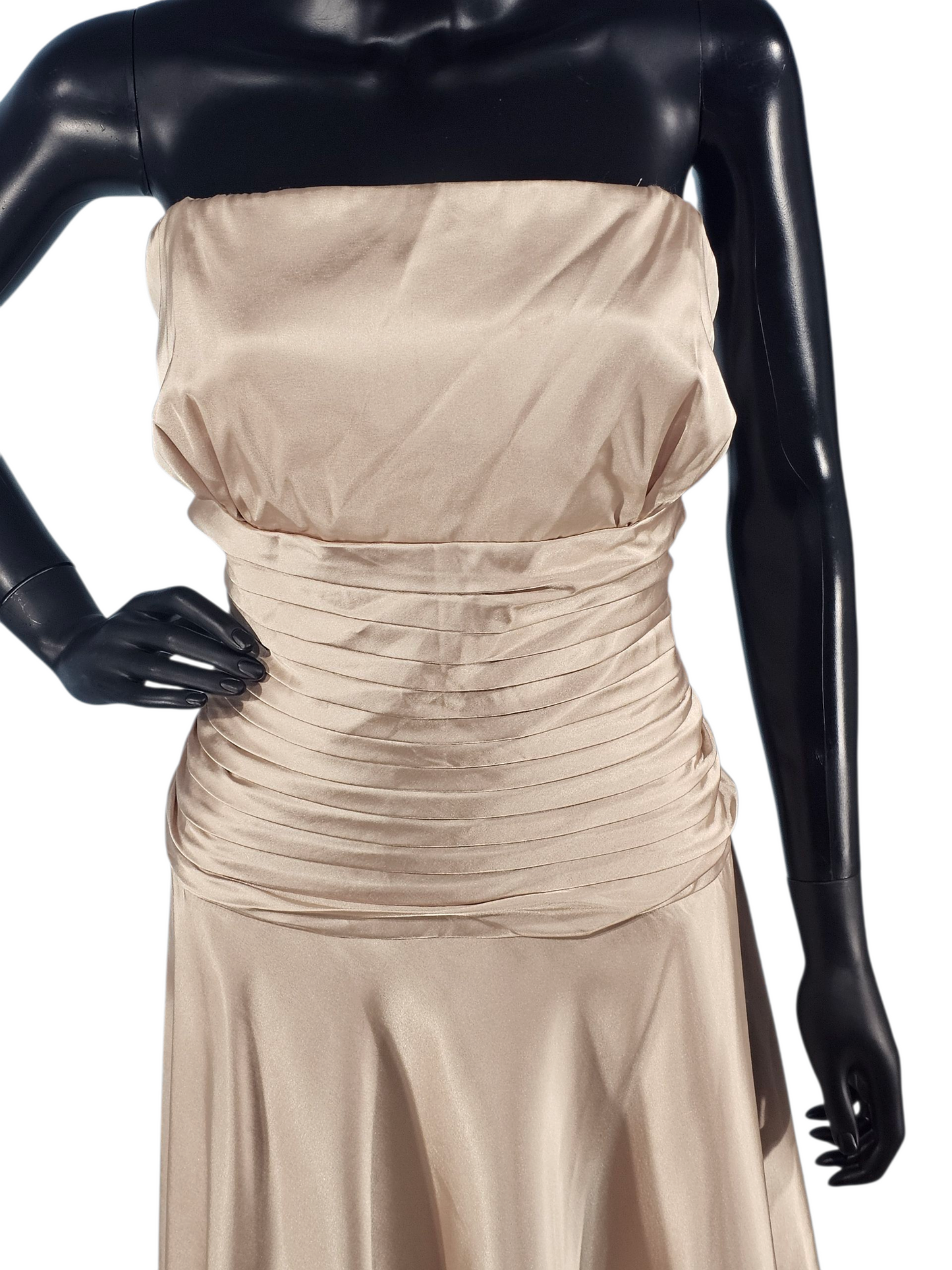 Champagne Satin Bubble Skirt Cocktail Dress - Dessy Collection