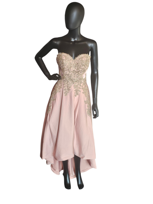Dusty Rose/Gold High Low Formal Dress - LA Merchandise