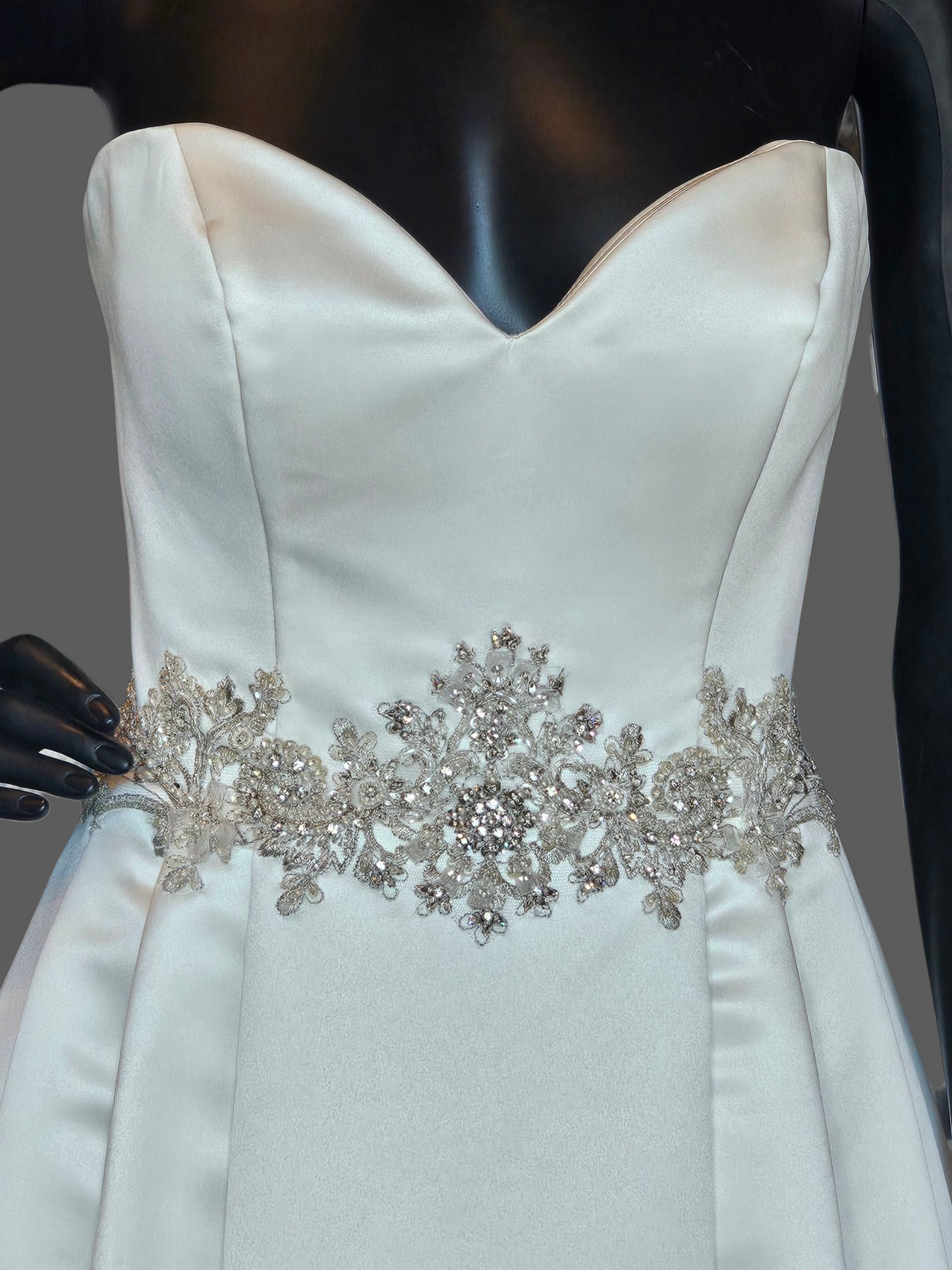 Ivory Satin A-Line Sweetheart Wedding Gown - Casablanca