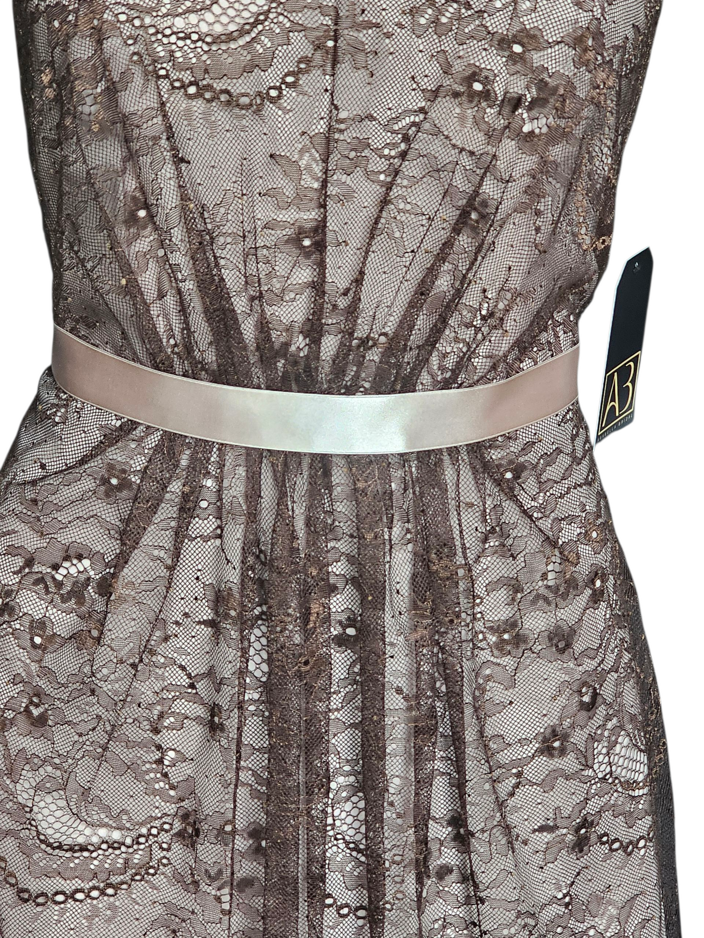 Coffee/Blush Lace V-Neck Cocktail/Party Dress NWOT - Da Vinci