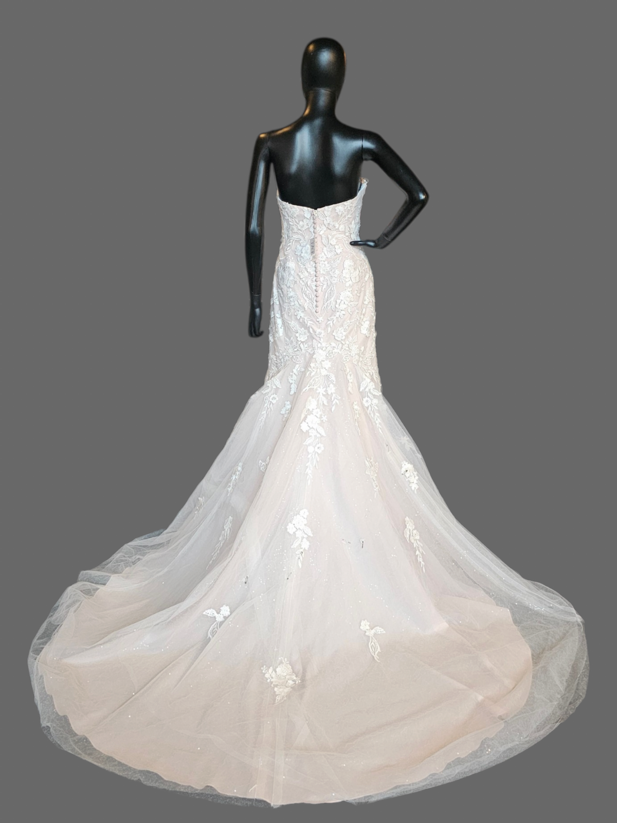 Blush/Ivory Lace Belted Fit - Oleg Cassini