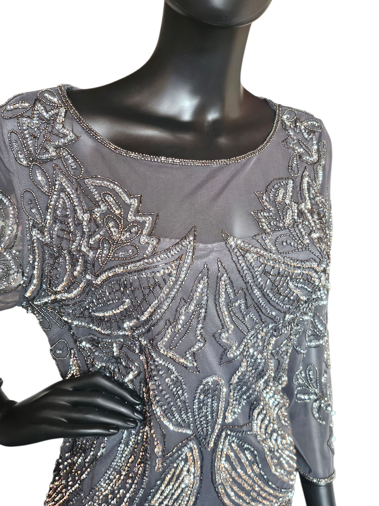Grey Silver Sequin Illusion Formal - Pisarro Nights