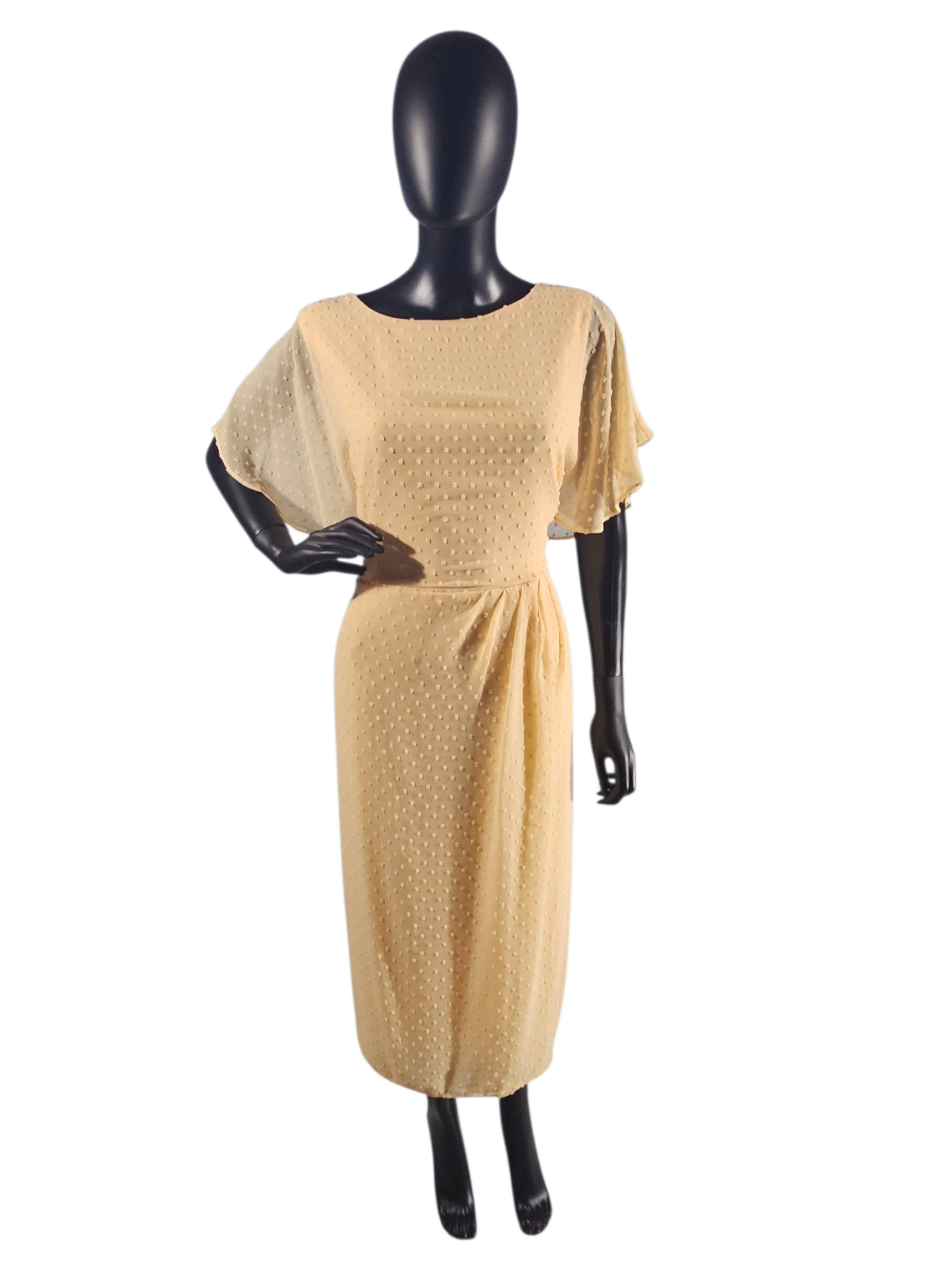 Apricot Sherbet Swiss Dot Flutter Sleeve Mid-length Dress - NWT - Liz Claibourne