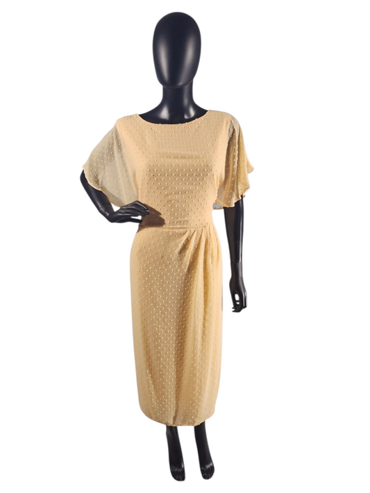 Apricot Sherbet Swiss Dot Flutter Sleeve Mid-length Dress - NWT - Liz Claibourne