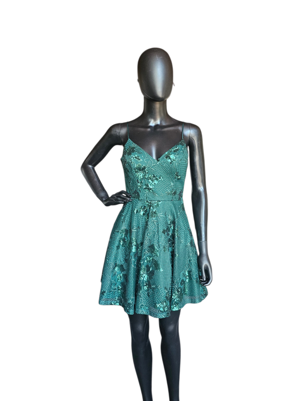 Forest Green Babydoll Glitter NWT Homecoming Dress - City Studio