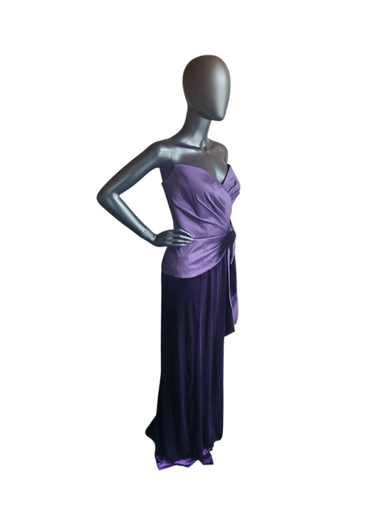 Plum Strapless Sweetheart Velvet/Taffeta Formal Dress NWT - Tadashi Shoji
