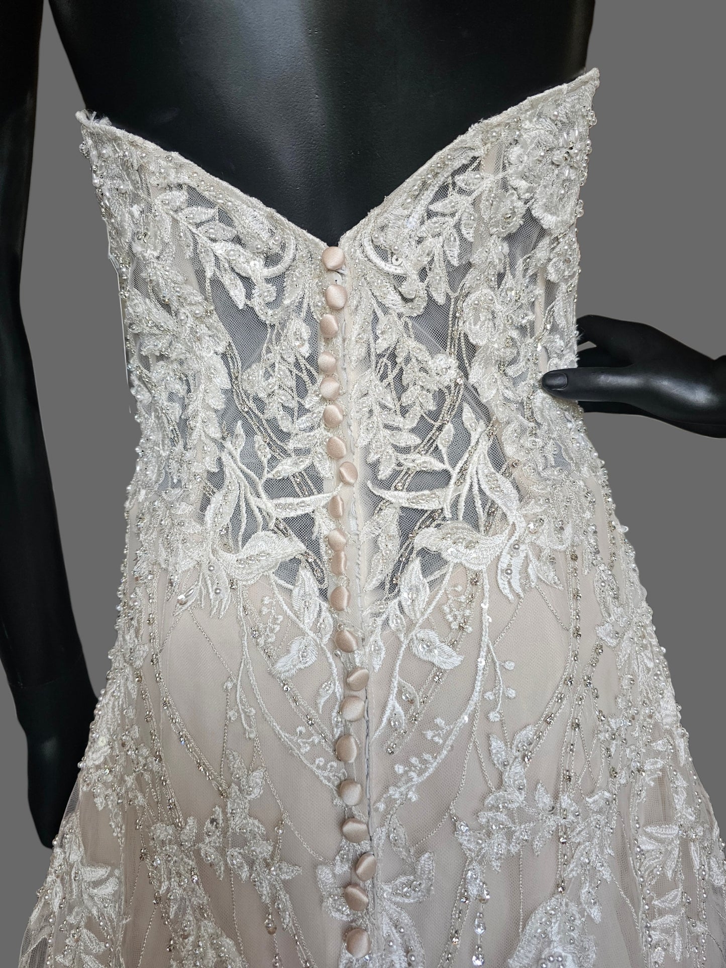 Strapless Sweetheart Illusion Bodice Beaded Fit/Flare Wedding Gown - Beloved