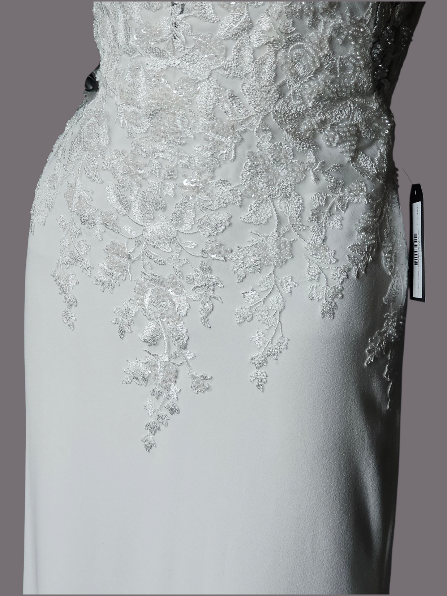 Ivory Crepe Fitted Cap Sleeve Wedding Gown - Mori Lee