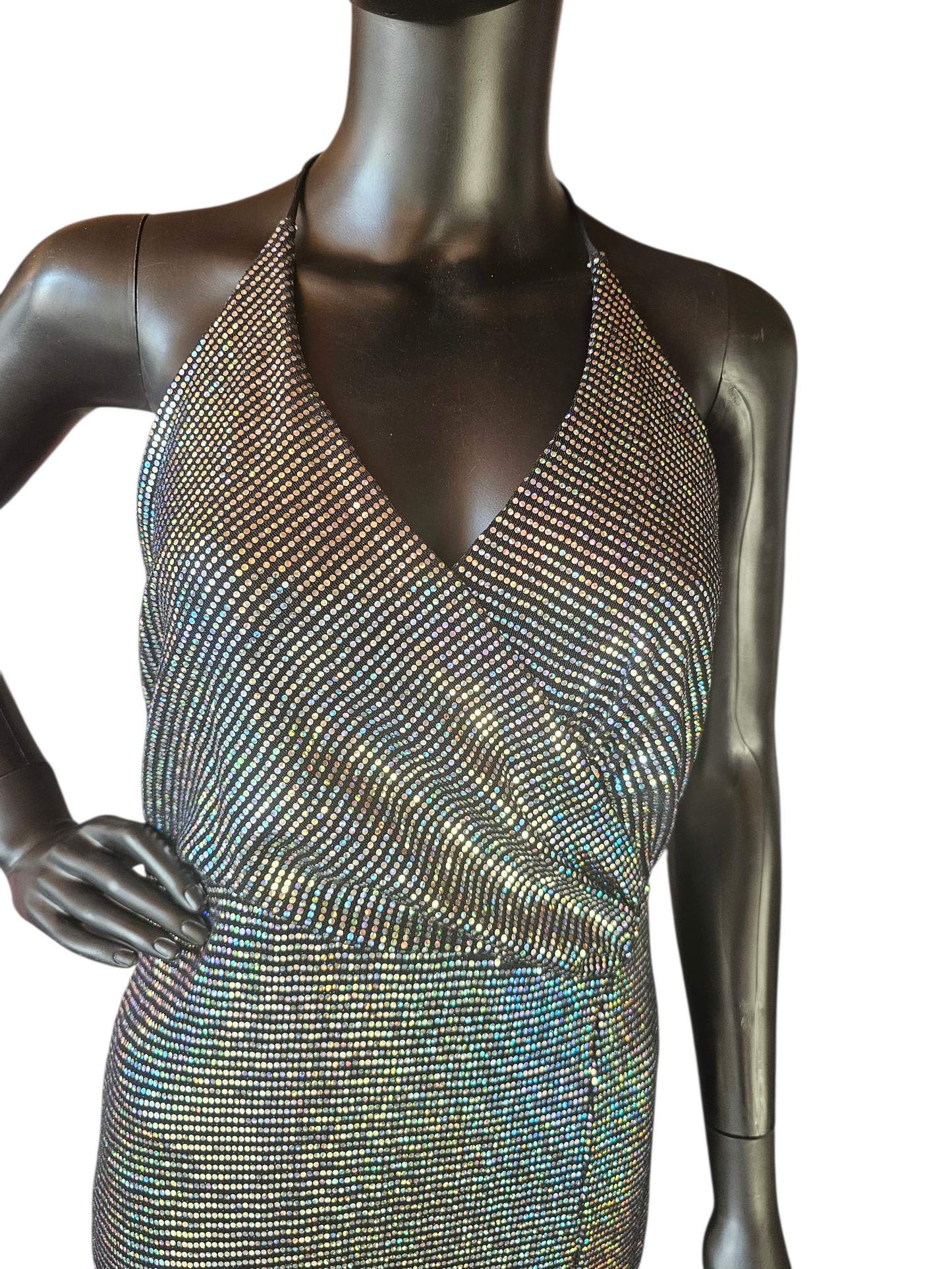 Multicolor Mirror Stretch Halter Party/Formal Dress