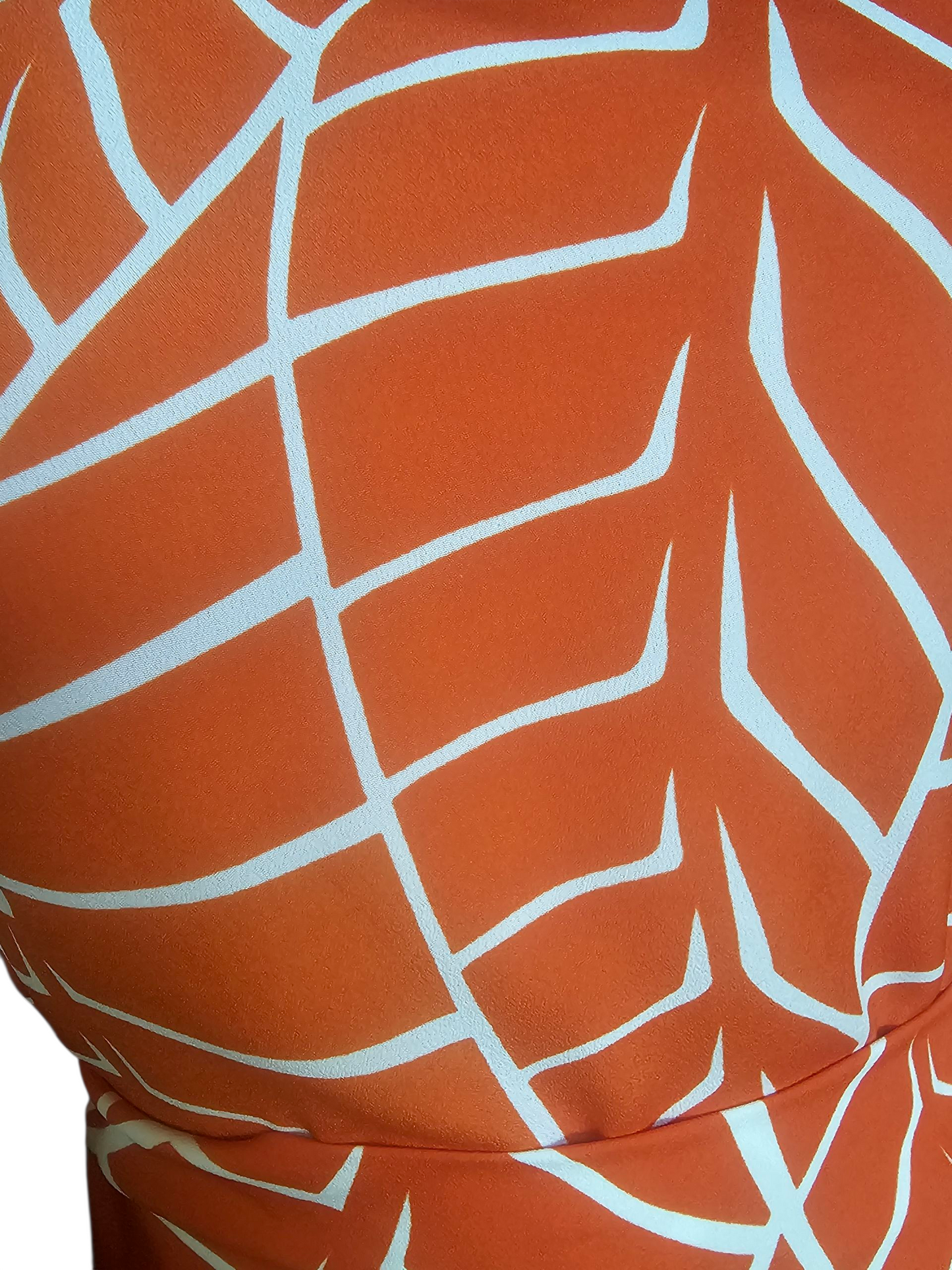 Orange/White Abstract Print Mid Length Dress - Susana Monaco