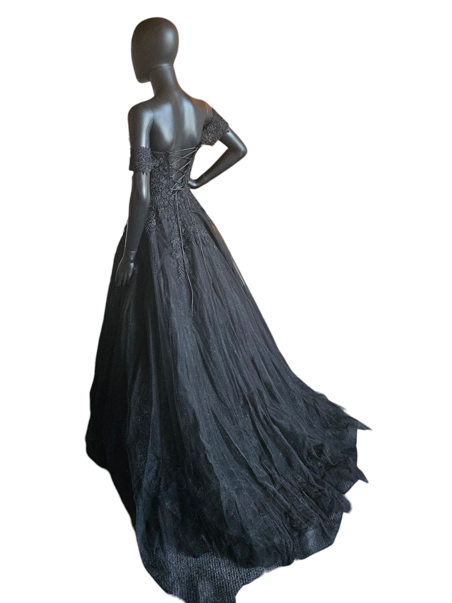 Black Off Shoulder Sparkle Wedding Gown - Nox NWT