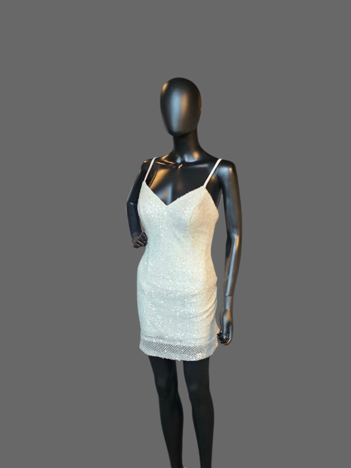 Ivory Sequin V-Neck Cocktail Dress Formal/ Homecoming/ Bridal Dress - Madi Lane