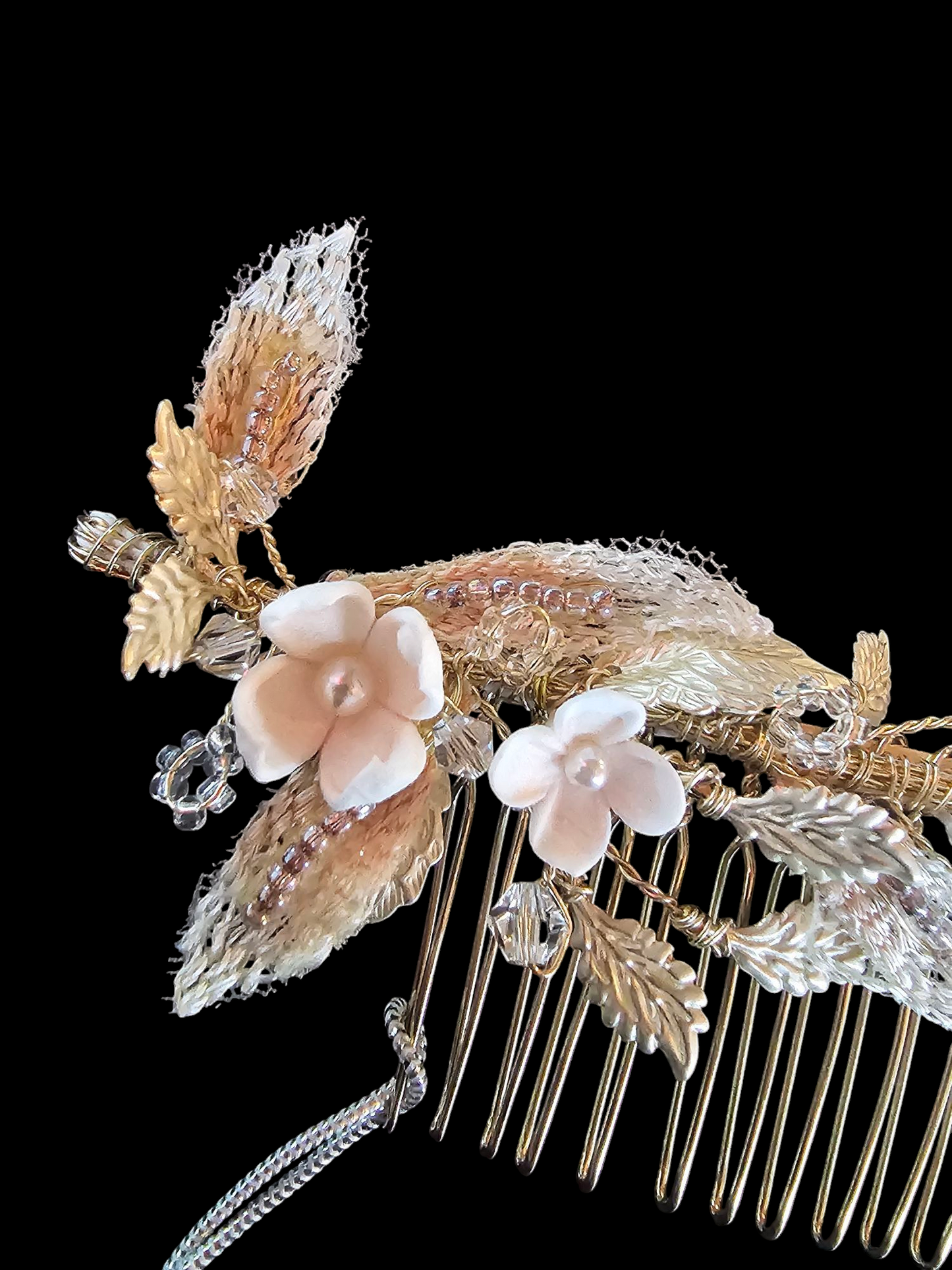 Clay Flower/Soft Gold Hair Comb - Marionat