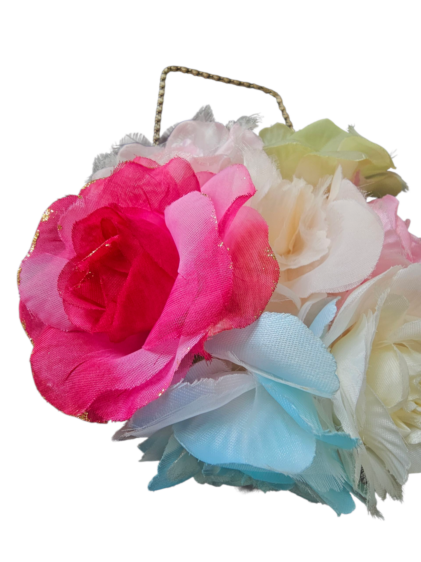 Satin/Multicolored Flower Handbag