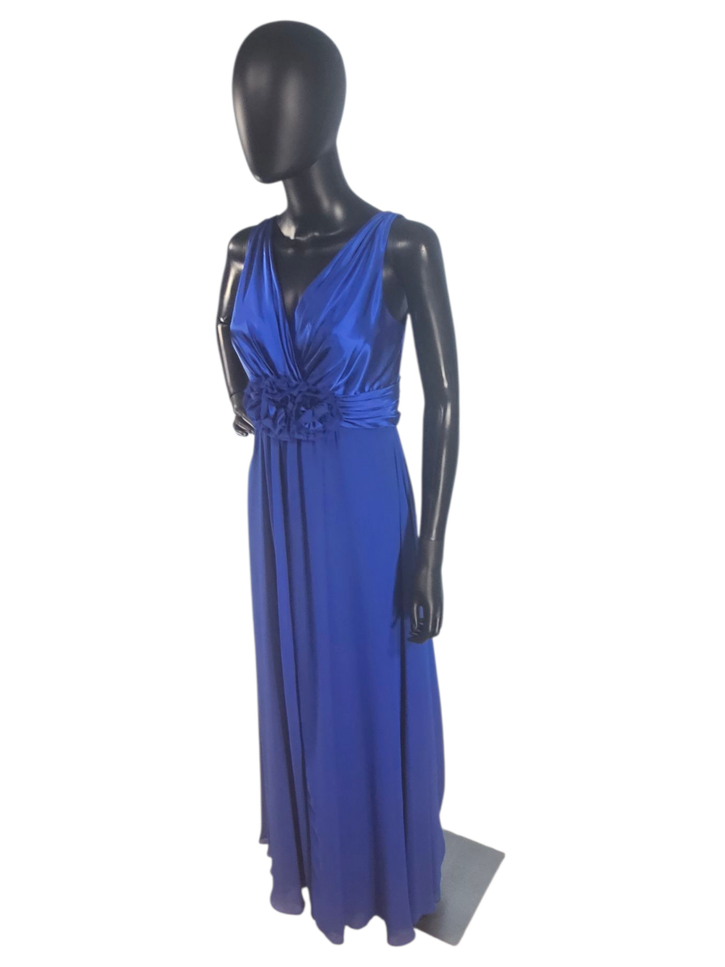 Royal Blue Chiffon V-Neck Maxi Formal Dress - Bill Levkoff
