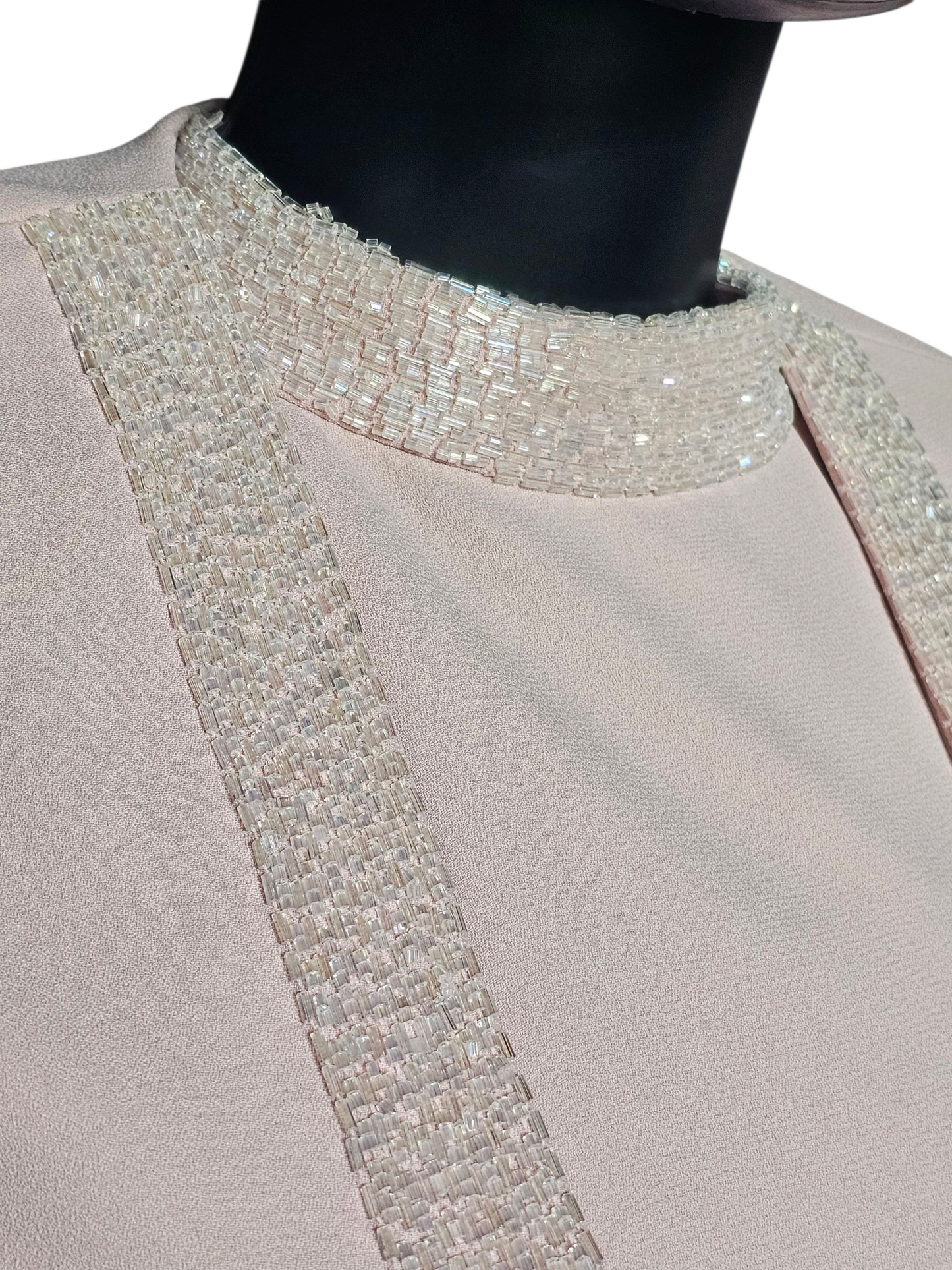 Soft Pink High Neck Sheath Formal Maxi Gown W/Jacket - Malas New York