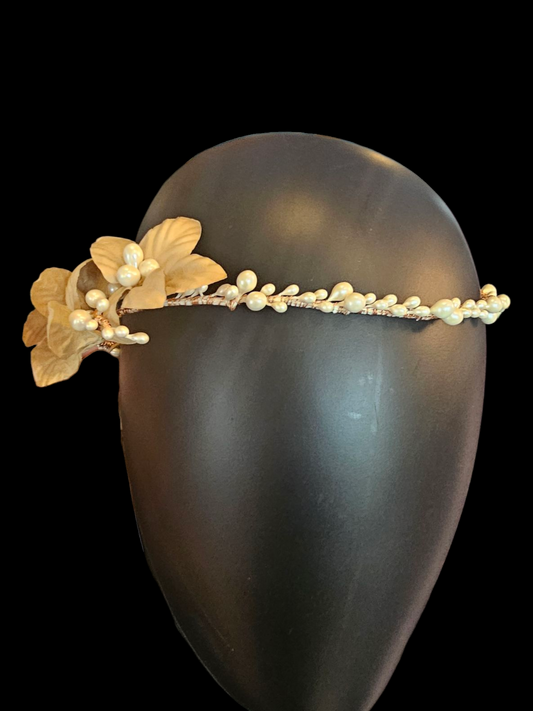 Twisted Wire Floral Ivory/Taupe Headpiece - Marionat