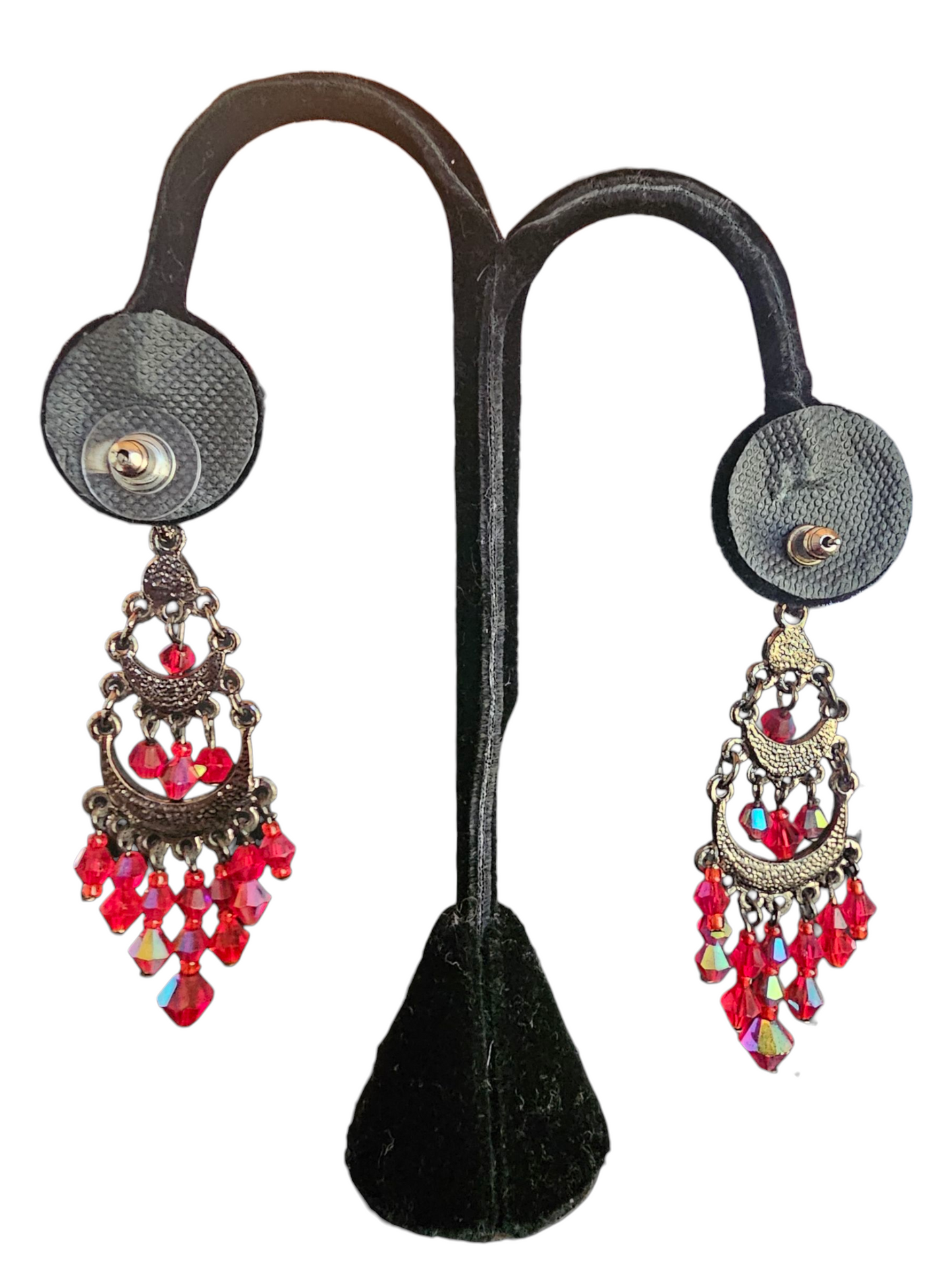 Red Beaded Tiered Earring