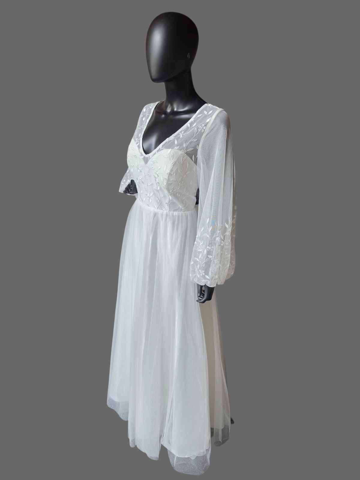 Ivory Boho Long Sleeve Casual Wedding Dress (No Train) - Ever Pretty