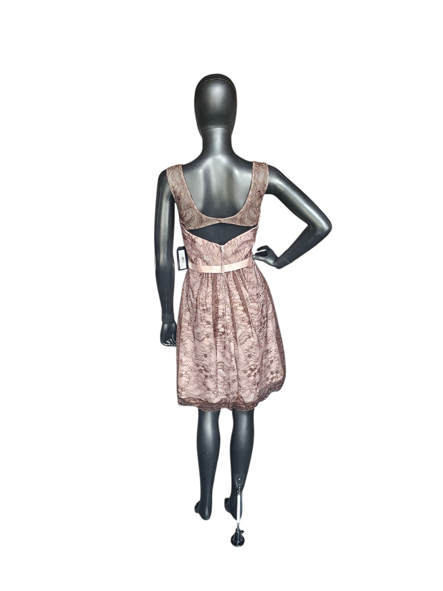 Coffee/Blush Lace V-Neck Cocktail/Party Dress NWOT - Da Vinci