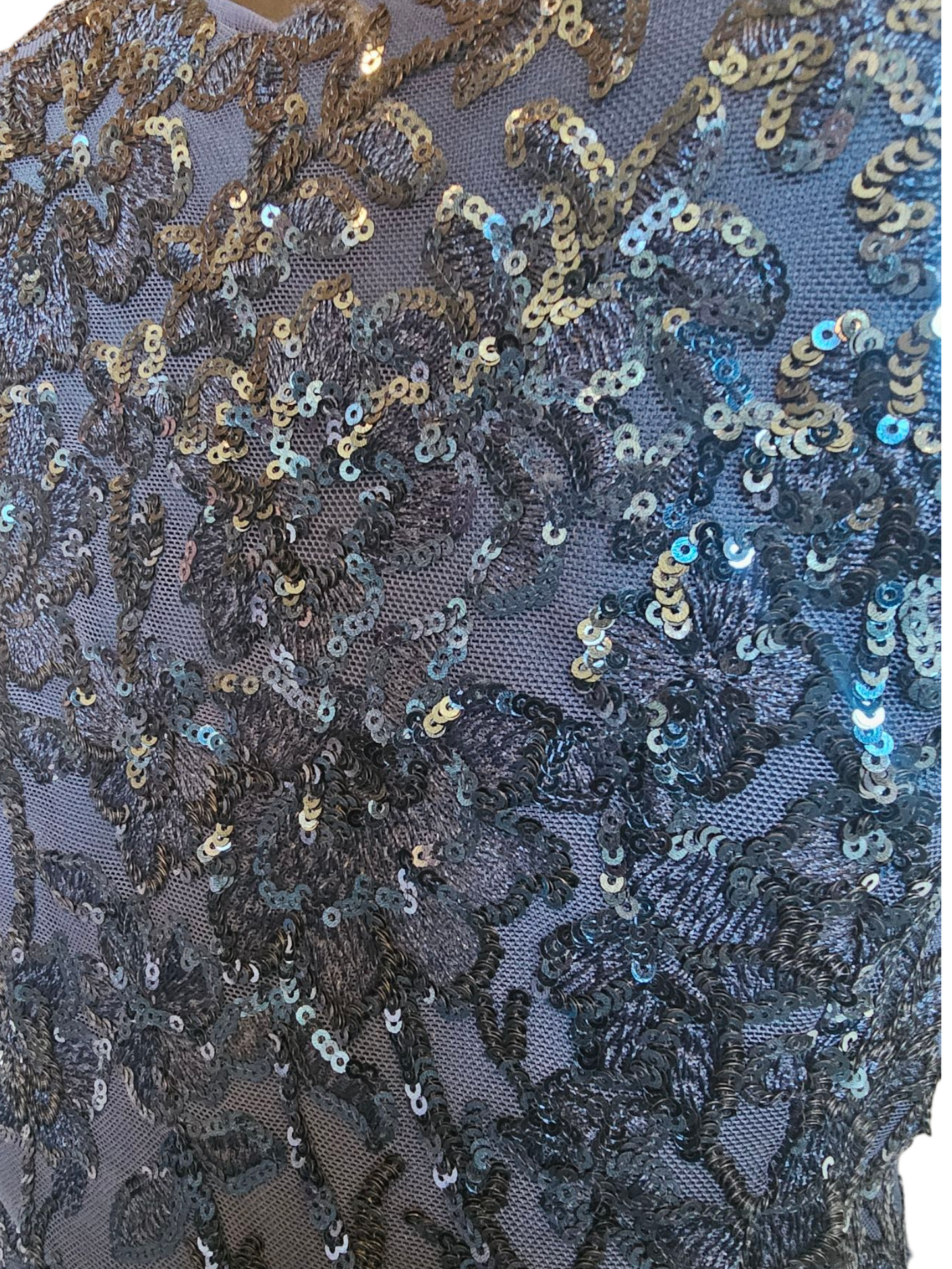 Royal Blue Beaded Cold Shoulder Flutter Sleeve Formal Gown - Alex Evenings