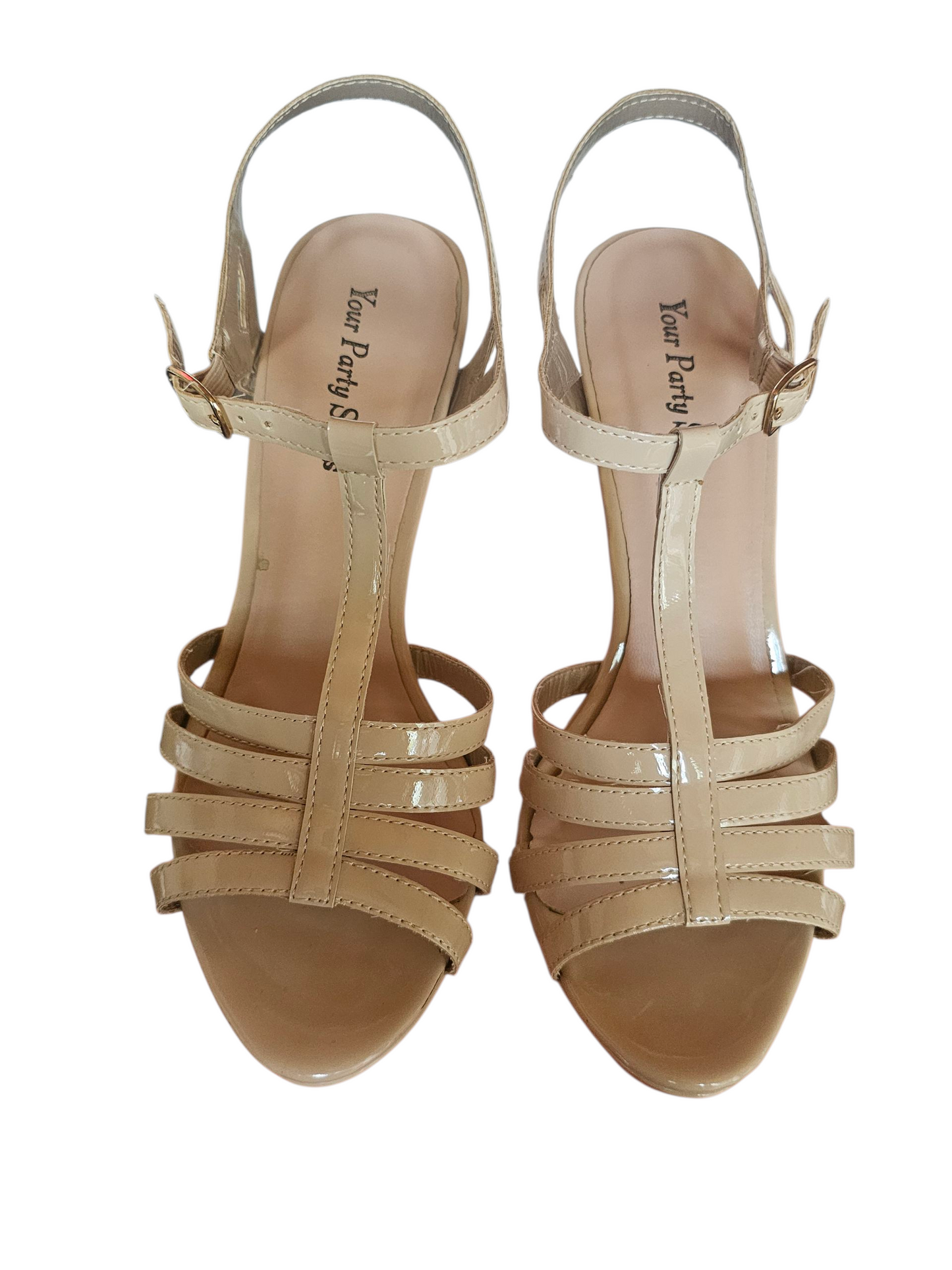 Nude Patent Leather Strappy Heel