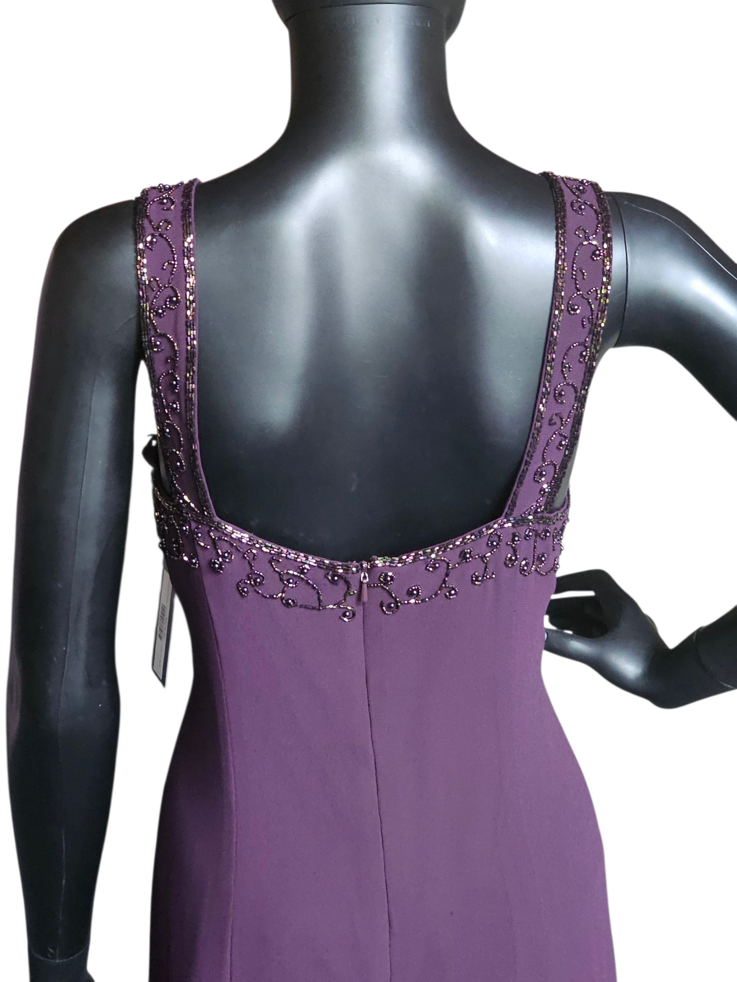 Aubergine Chiffon Beaded Maxi Formal Dress W/Jacket - Cameron Blake