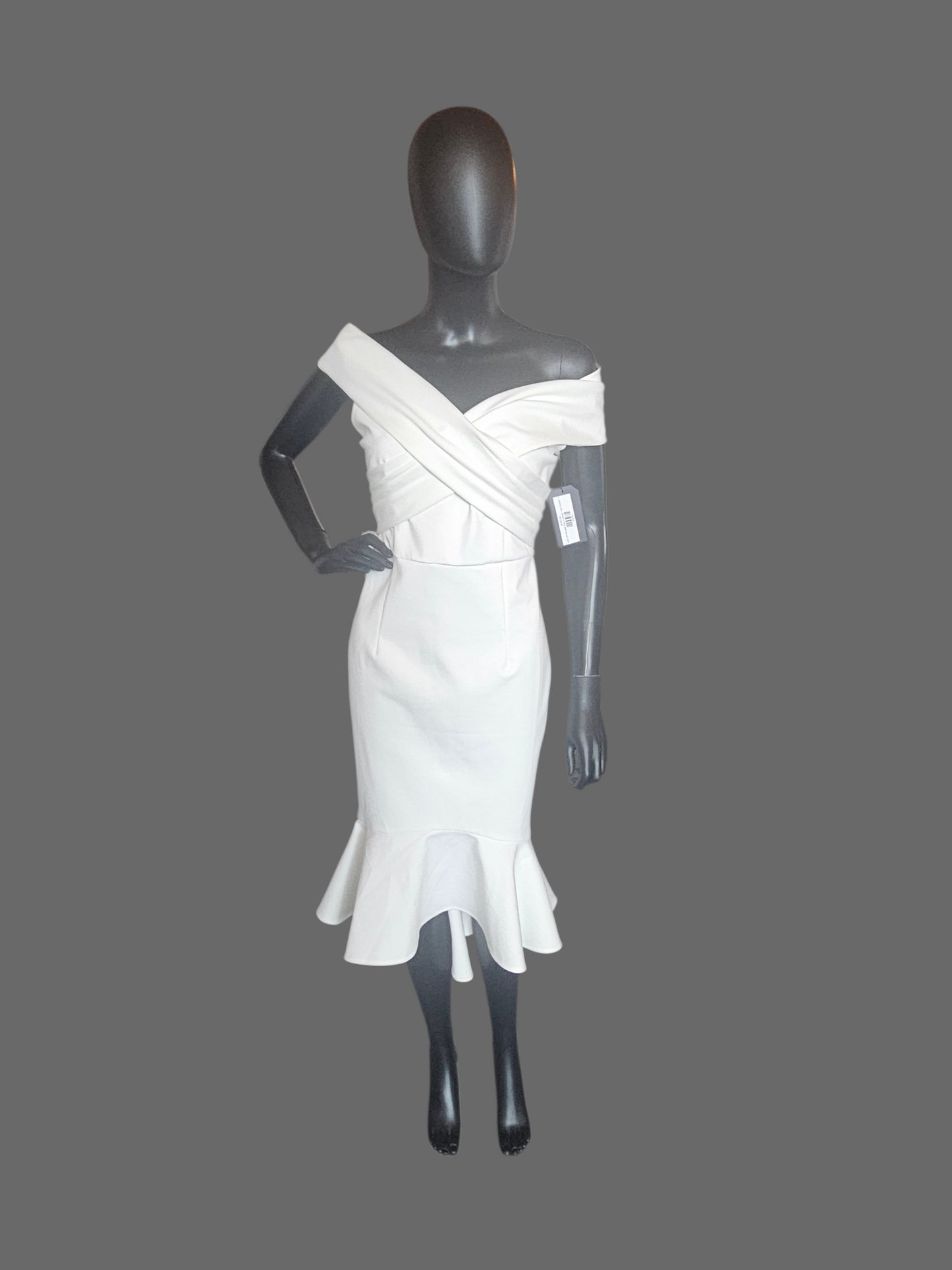 Ivory off-shoulder Kick Cocktail/Party Dress - Two Sisters