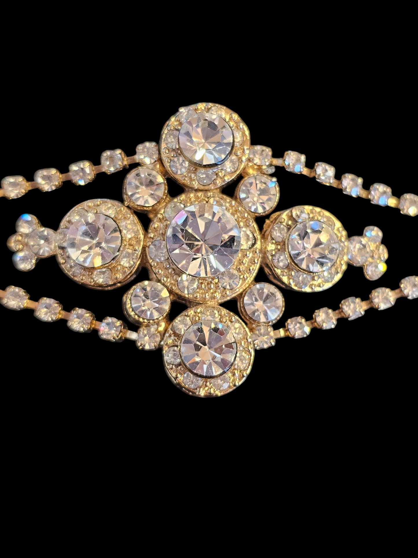 Gold/Large Crystal Art Deco Clasp Bracelet