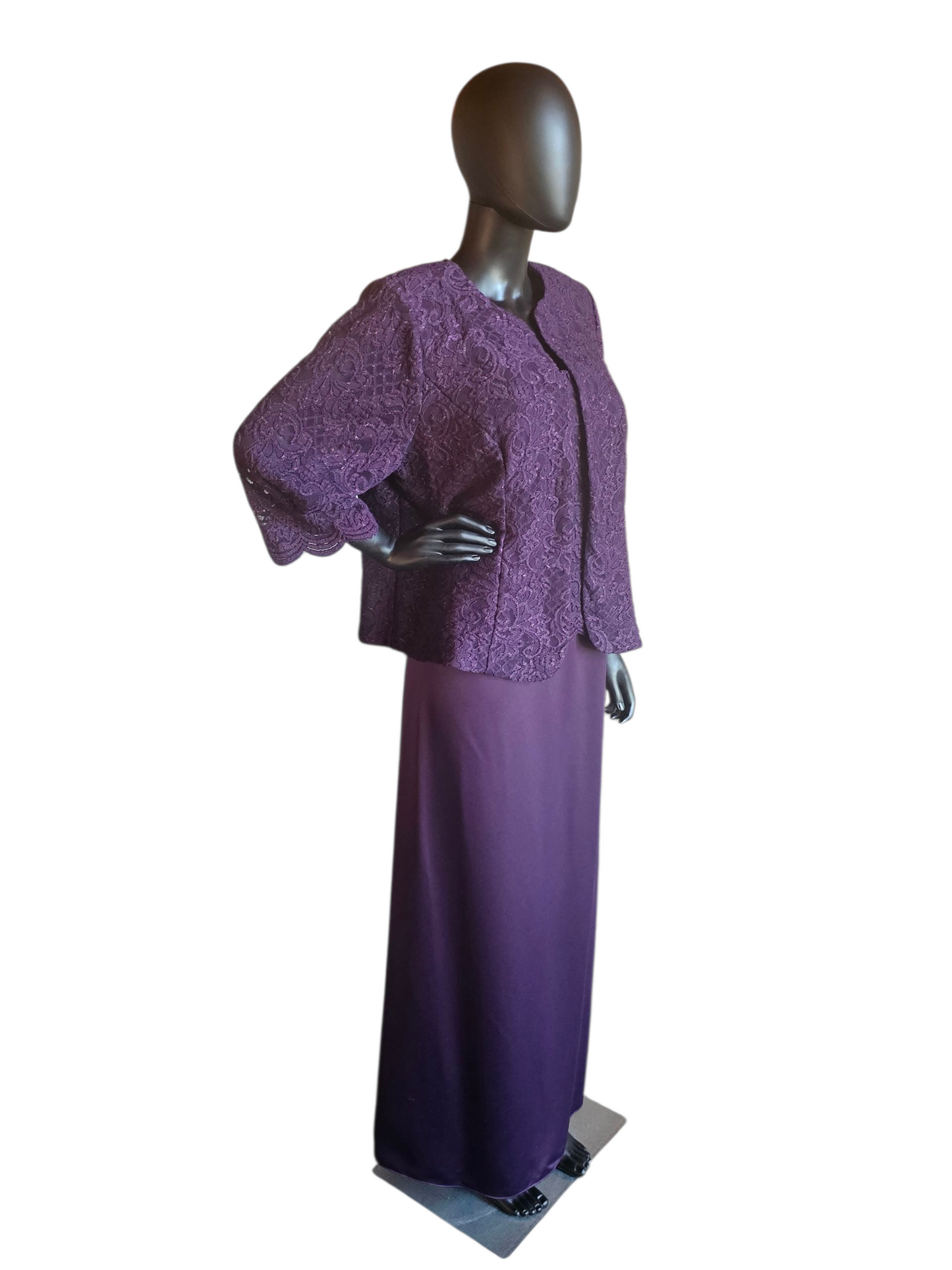 Plum Shimmer Dress 3/4 Jacket - Alex Evenings