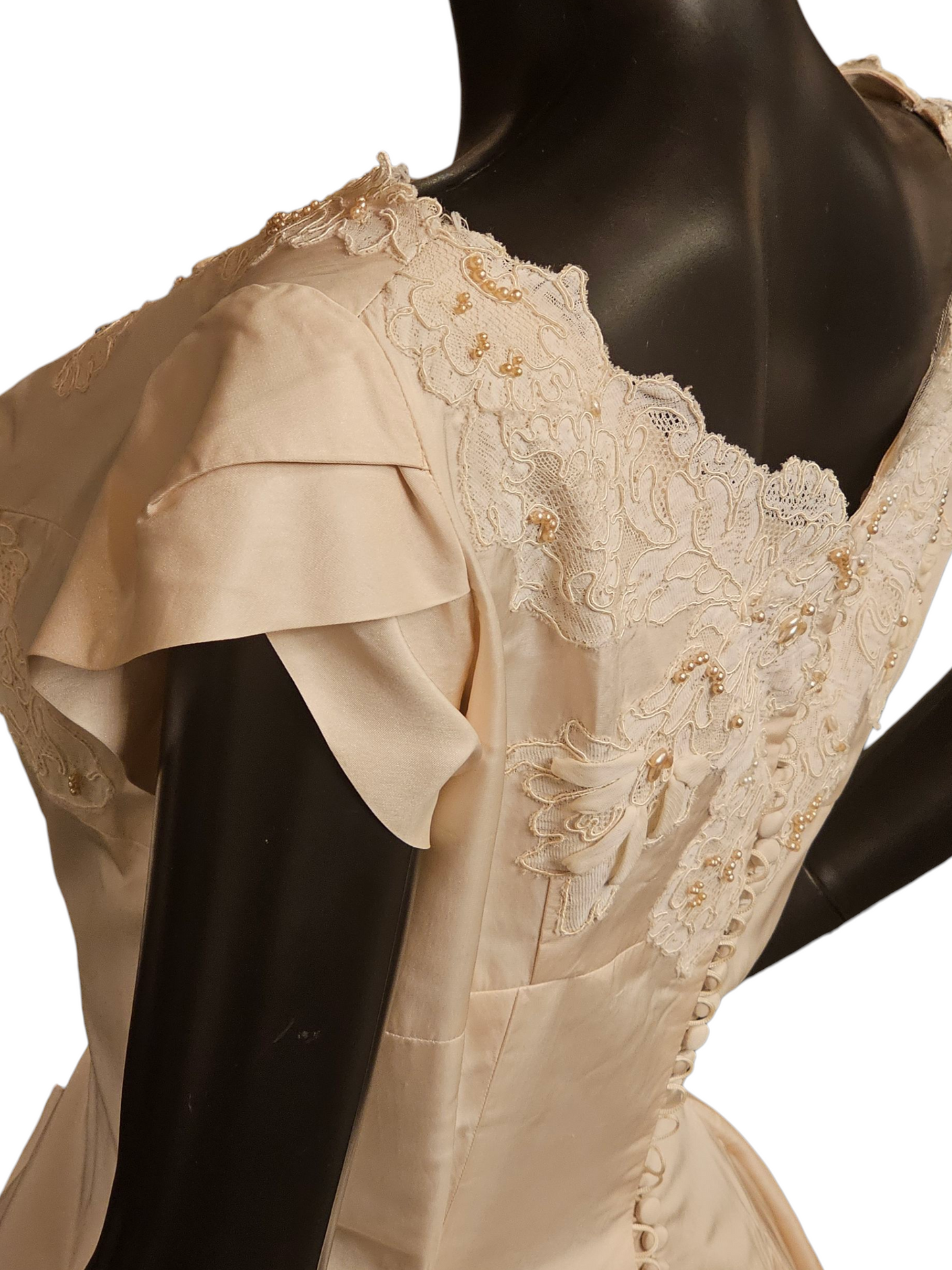 Vintage 50's Cream Silk Wedding Gown